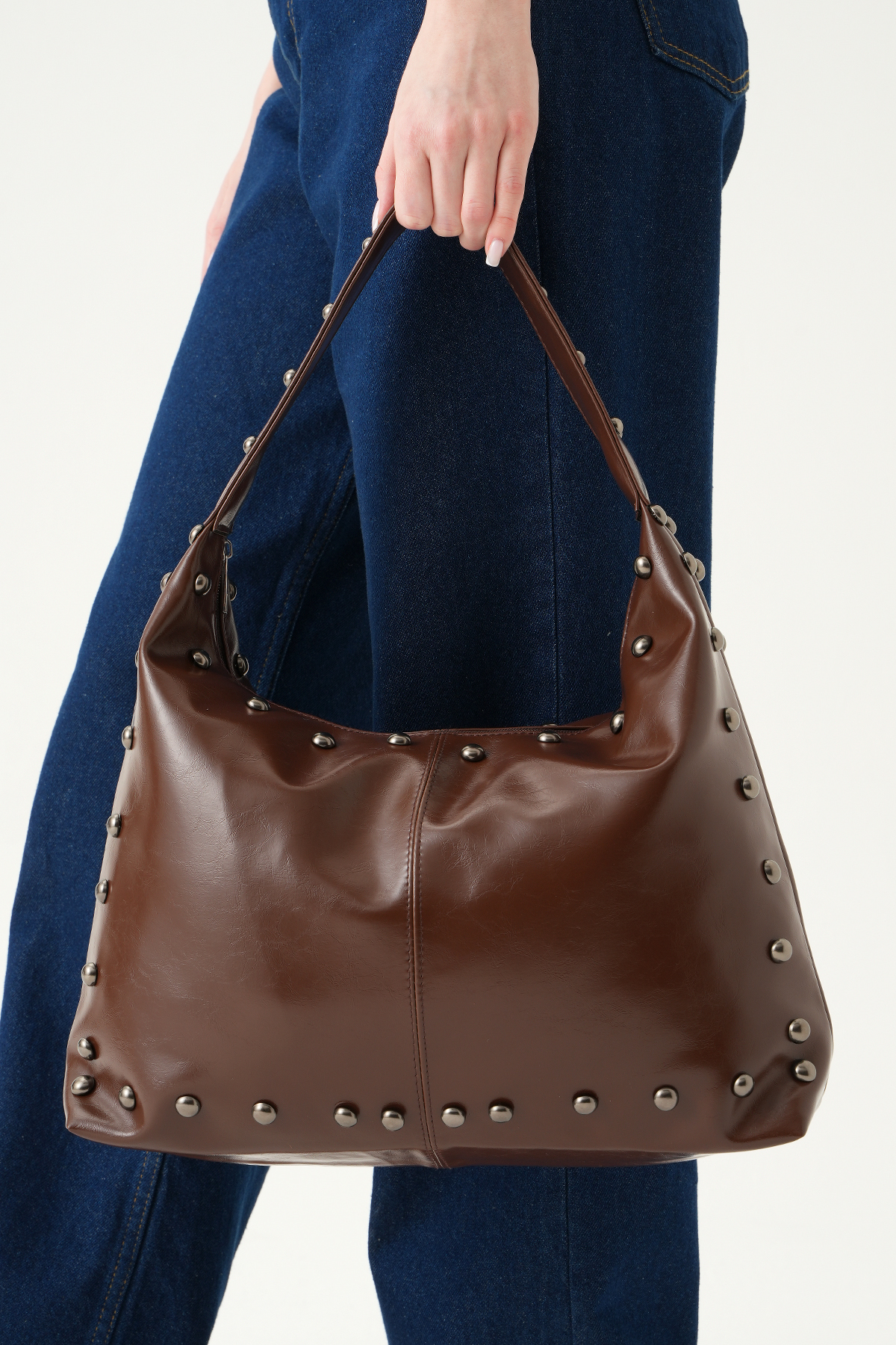 Acı Kahve Zımbalı Omuz Çantası 9225 - 2