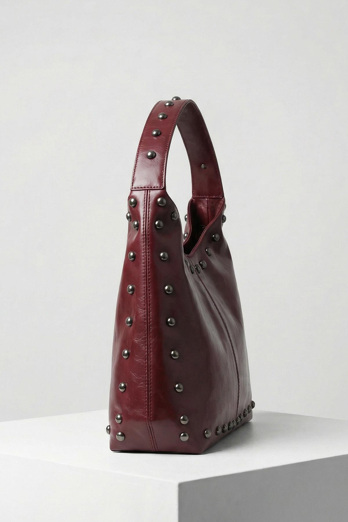 Bordo Zımbalı Omuz Çantası 9225 - RAYS