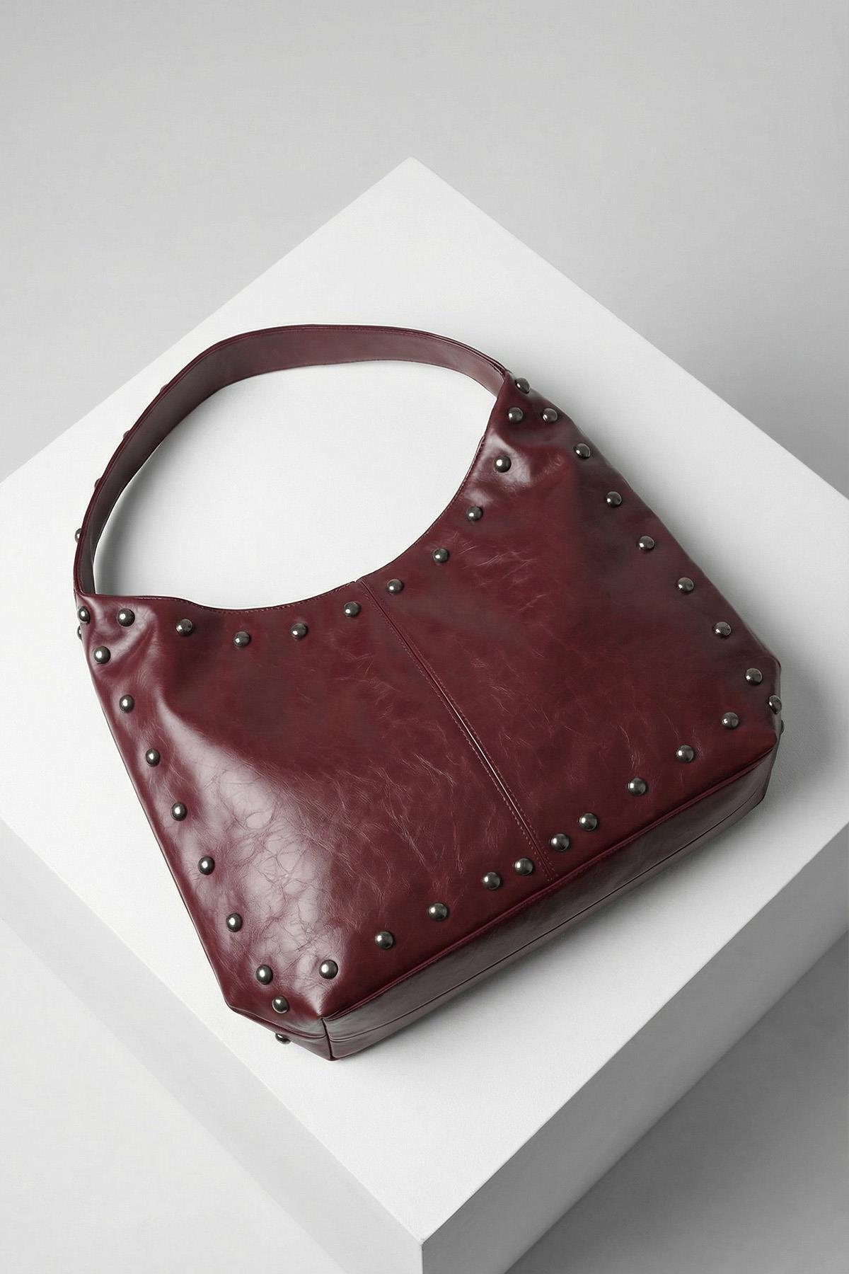 Bordo Zımbalı Omuz Çantası 9225 - RAYS