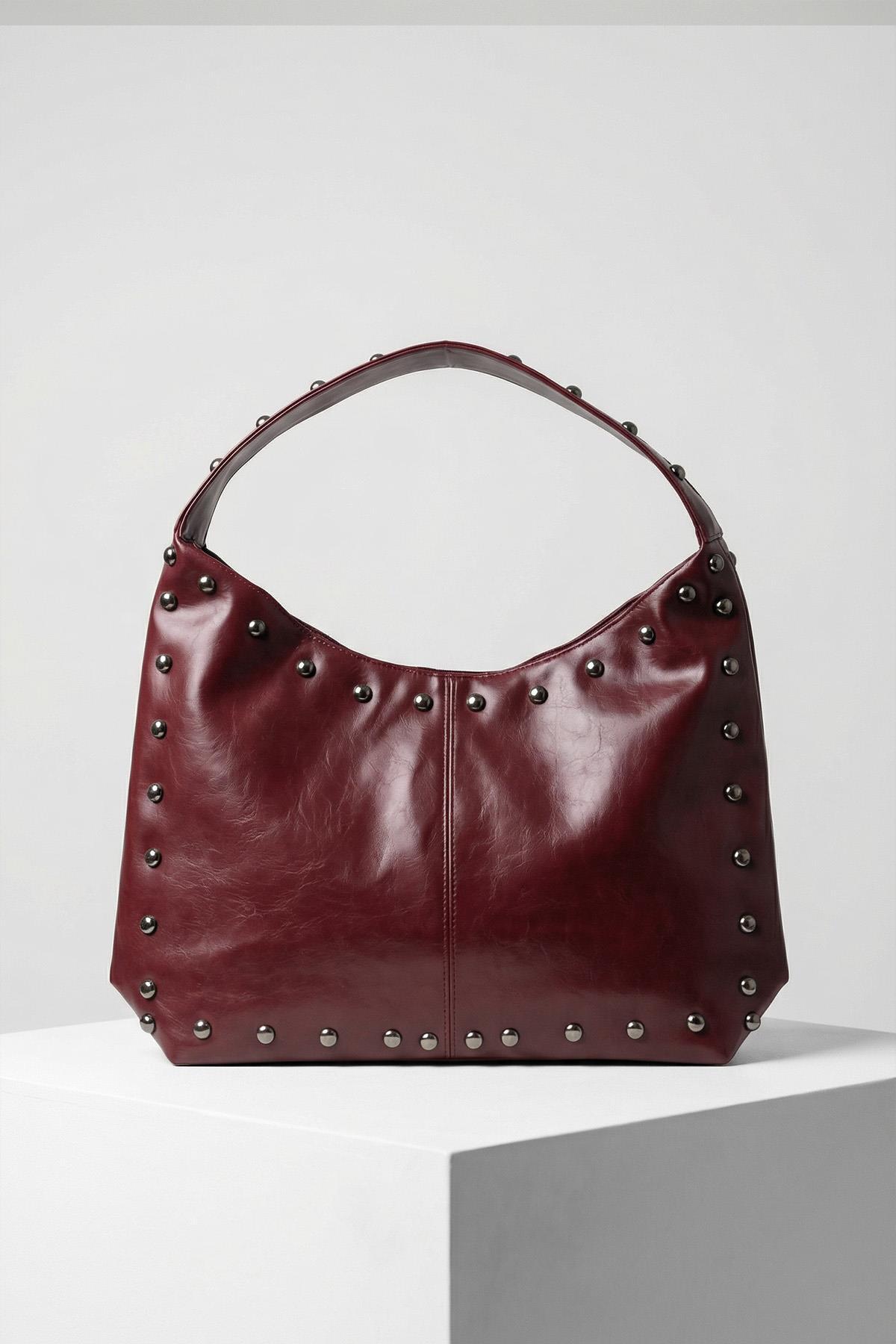 Bordo Zımbalı Omuz Çantası 9225 - RAYS