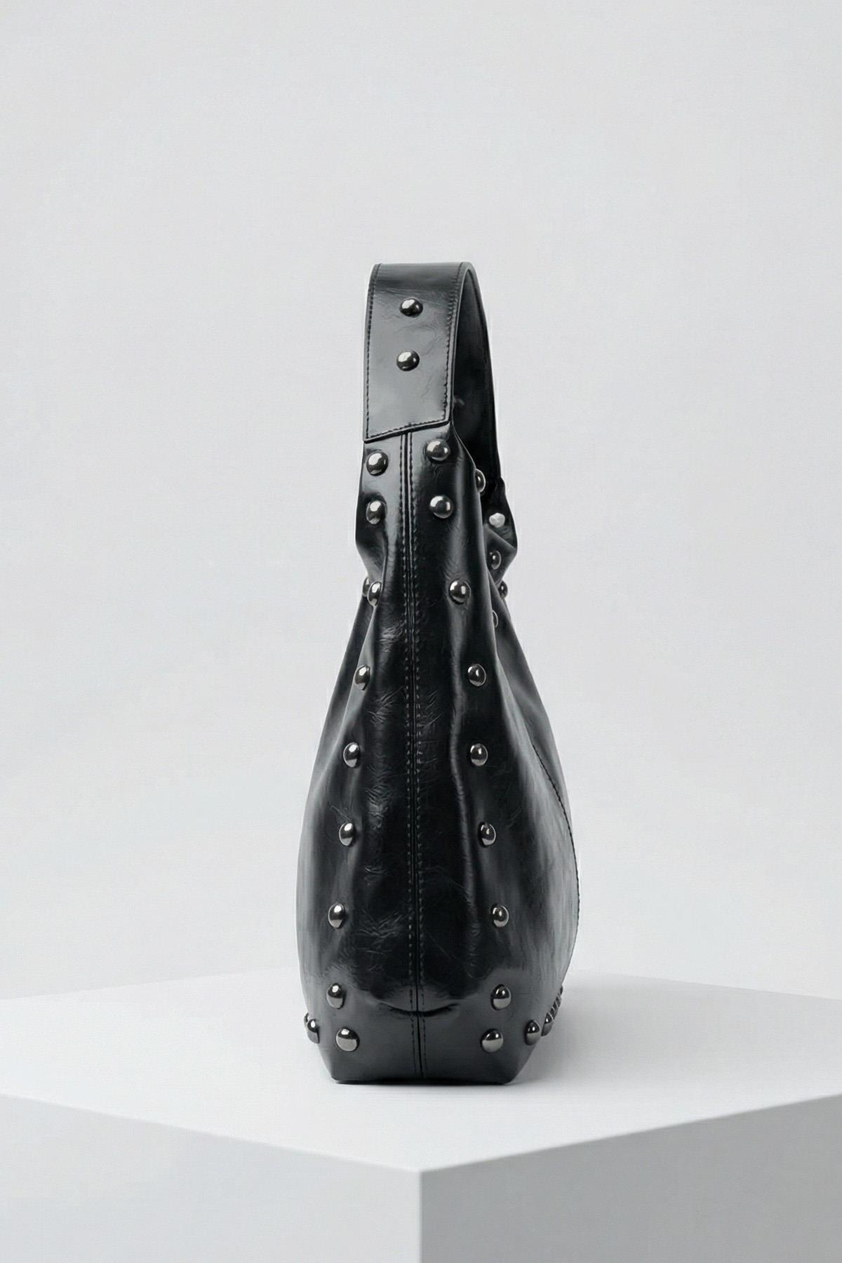 9225 Zımbalı Omuz Çantası Siyah - RAYS