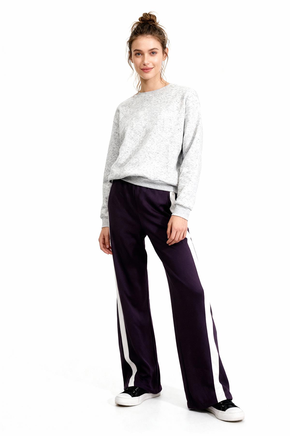 9226M Yanları Şeritli Eşofman Mürdüm - 1