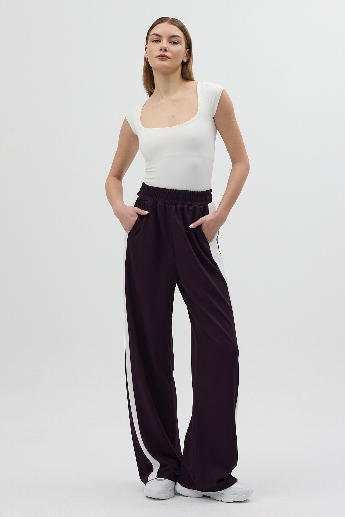 9226M Yanları Şeritli Eşofman Mürdüm - RAYS (1)