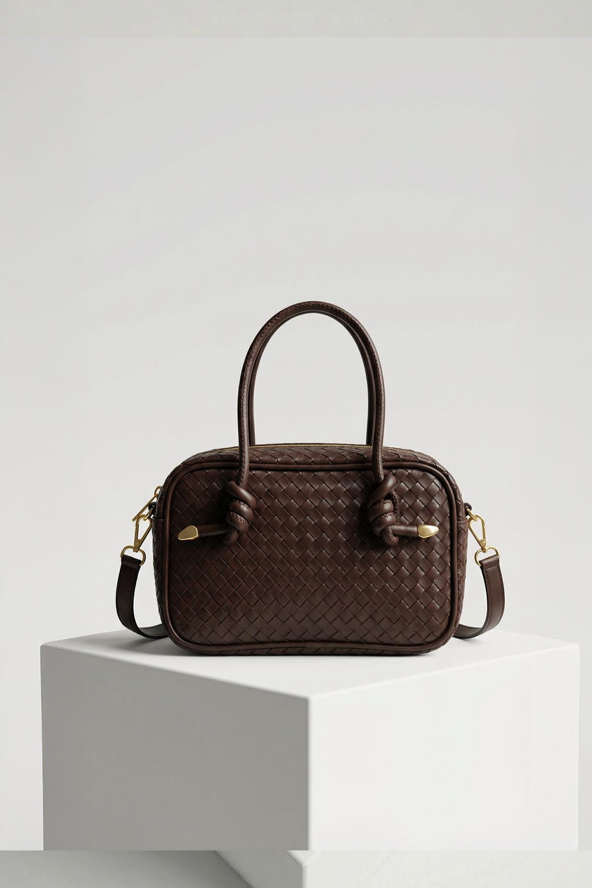 Acı Kahve Örgülü Omuz Çantası 9228 - RAYS