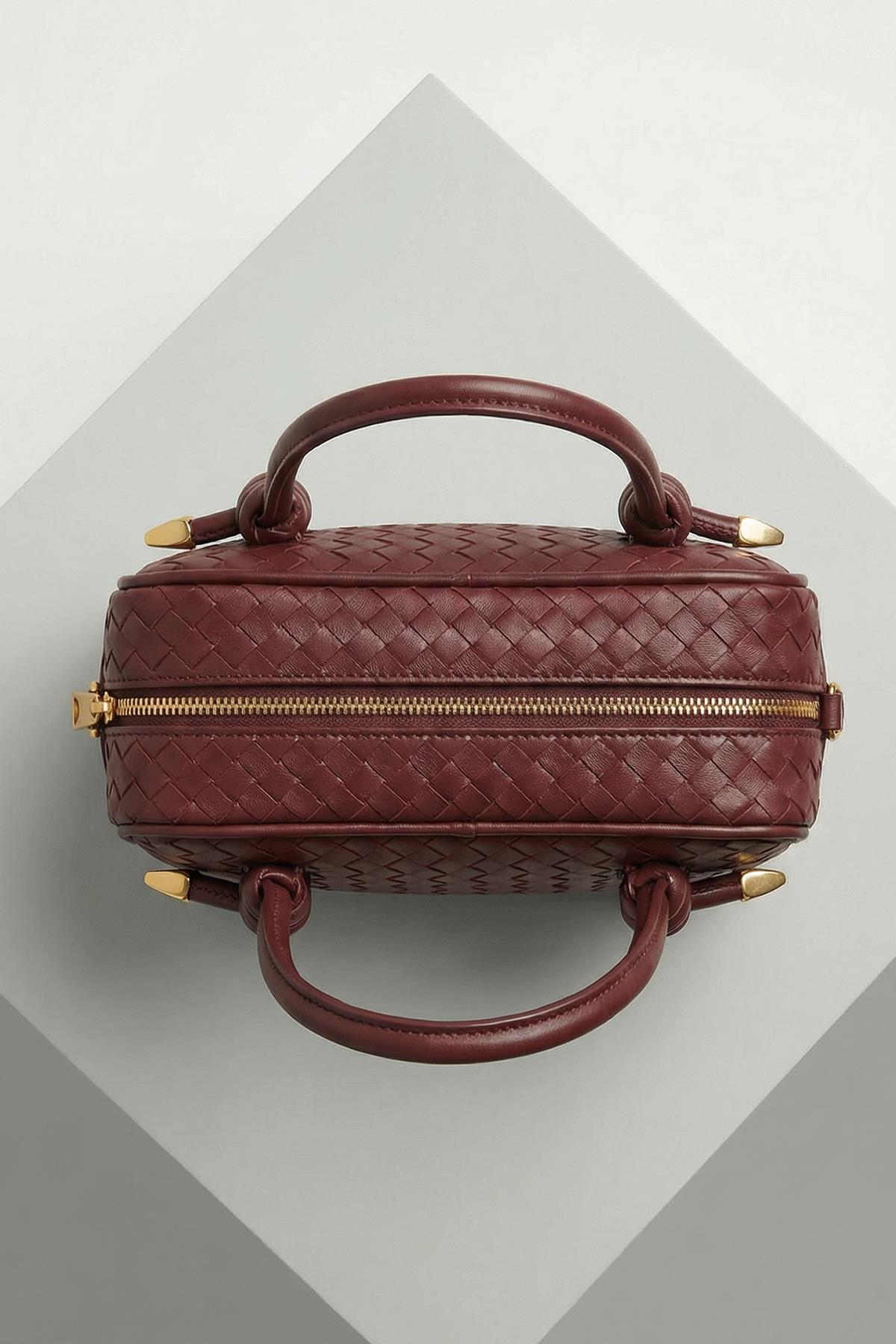 9228 Örgülü Omuz Çantası Bordo - RAYS (1)