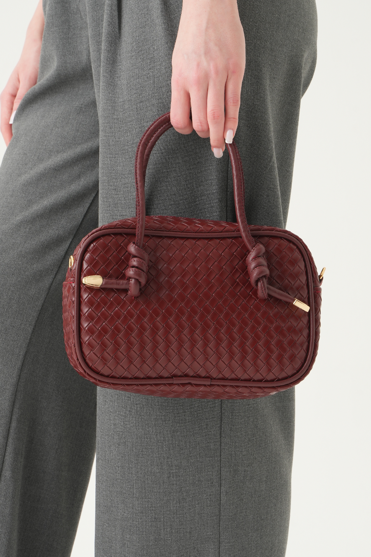 Bordo Örgülü Omuz Çantası 9228 - RAYS