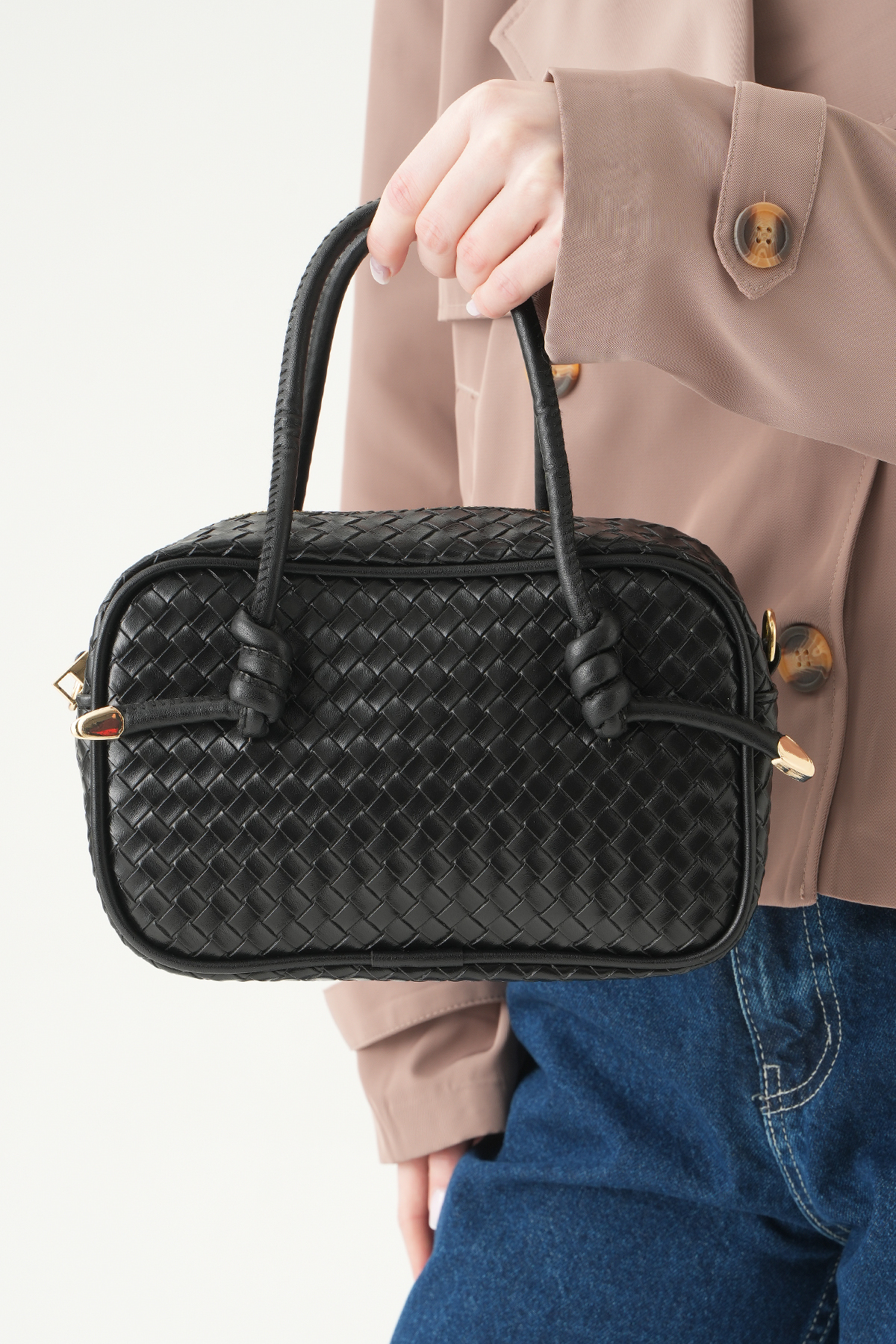 Siyah Örgülü Omuz Çantası 9228 - RAYS