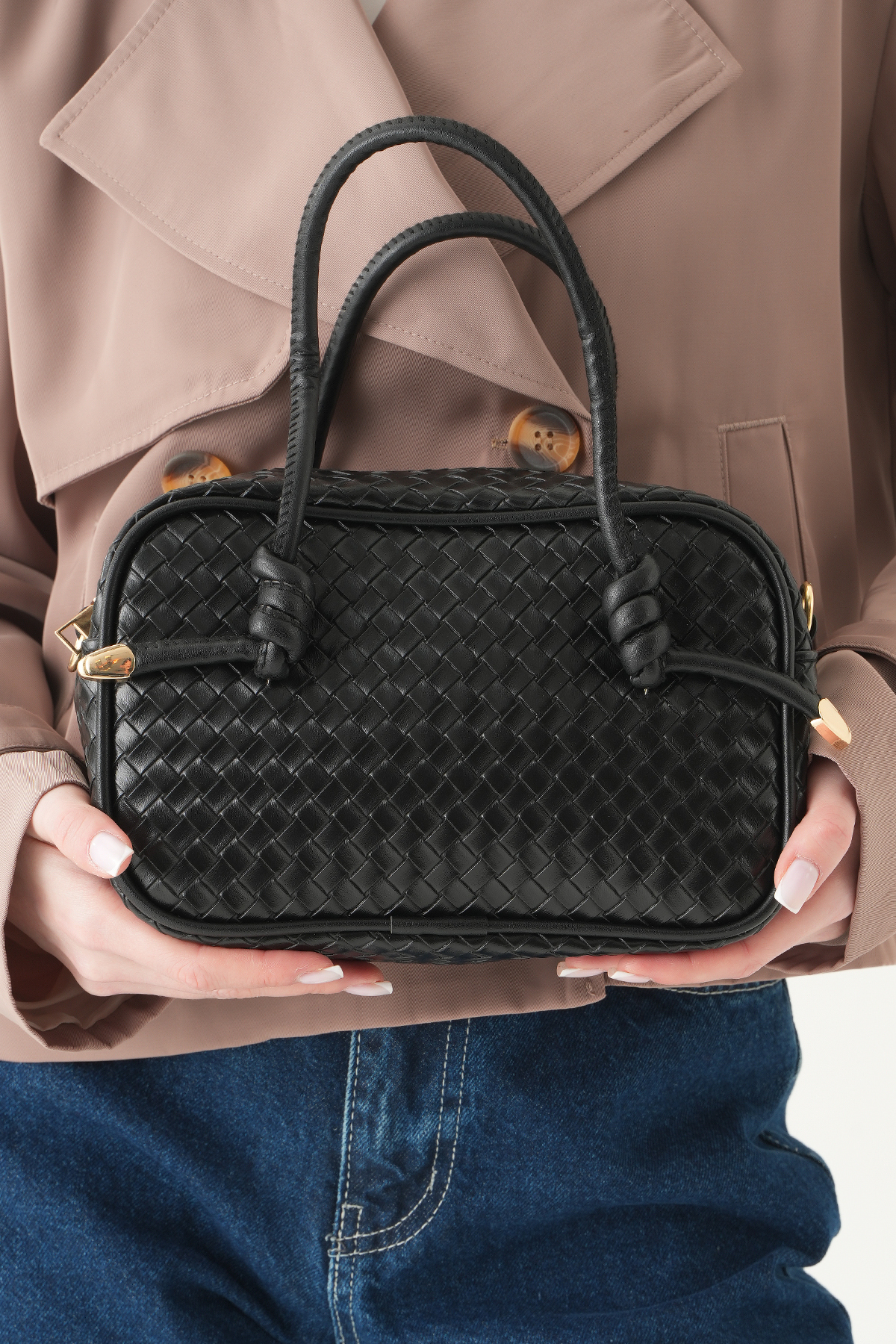 Siyah Örgülü Omuz Çantası 9228 - RAYS (1)