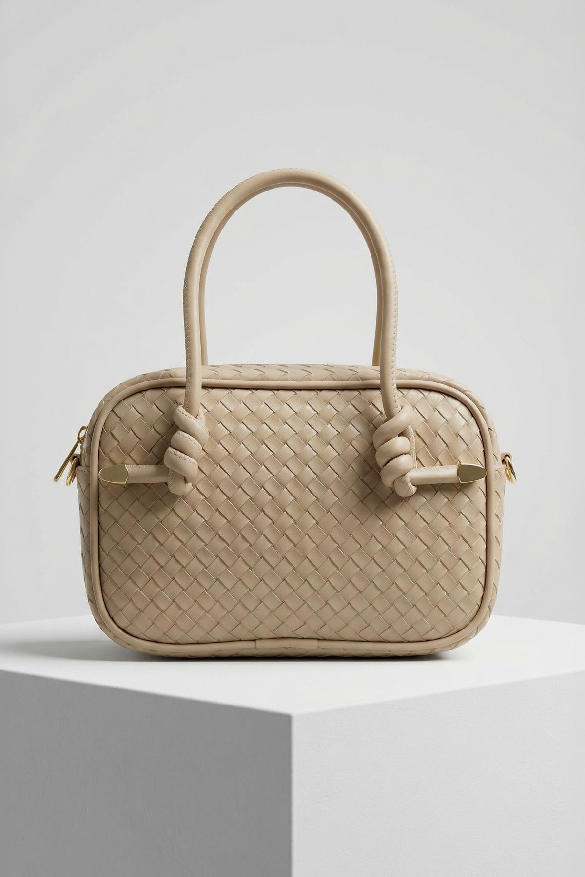 9228 Örgülü Omuz Çantası Vizon - RAYS