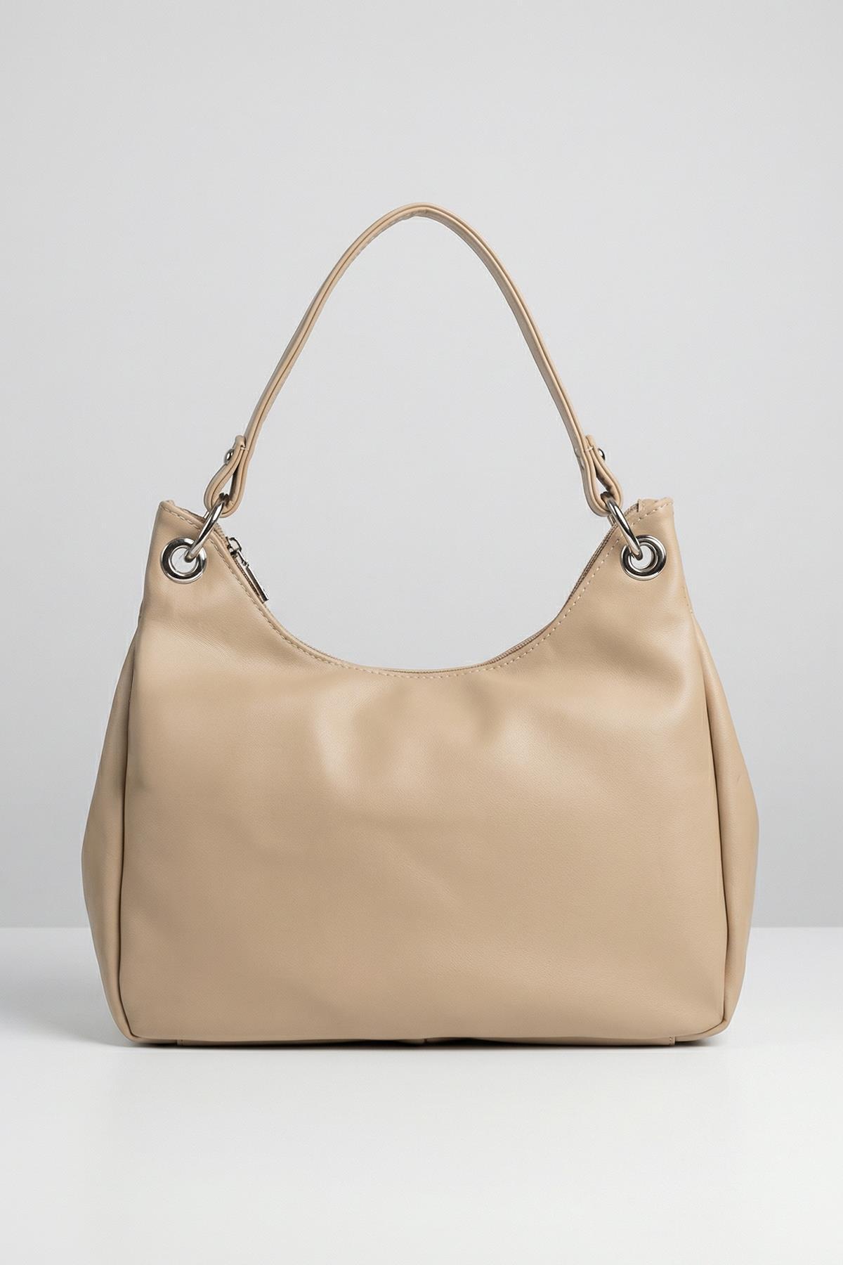 9229 Göz Detay Omuz Çantası Vizon 