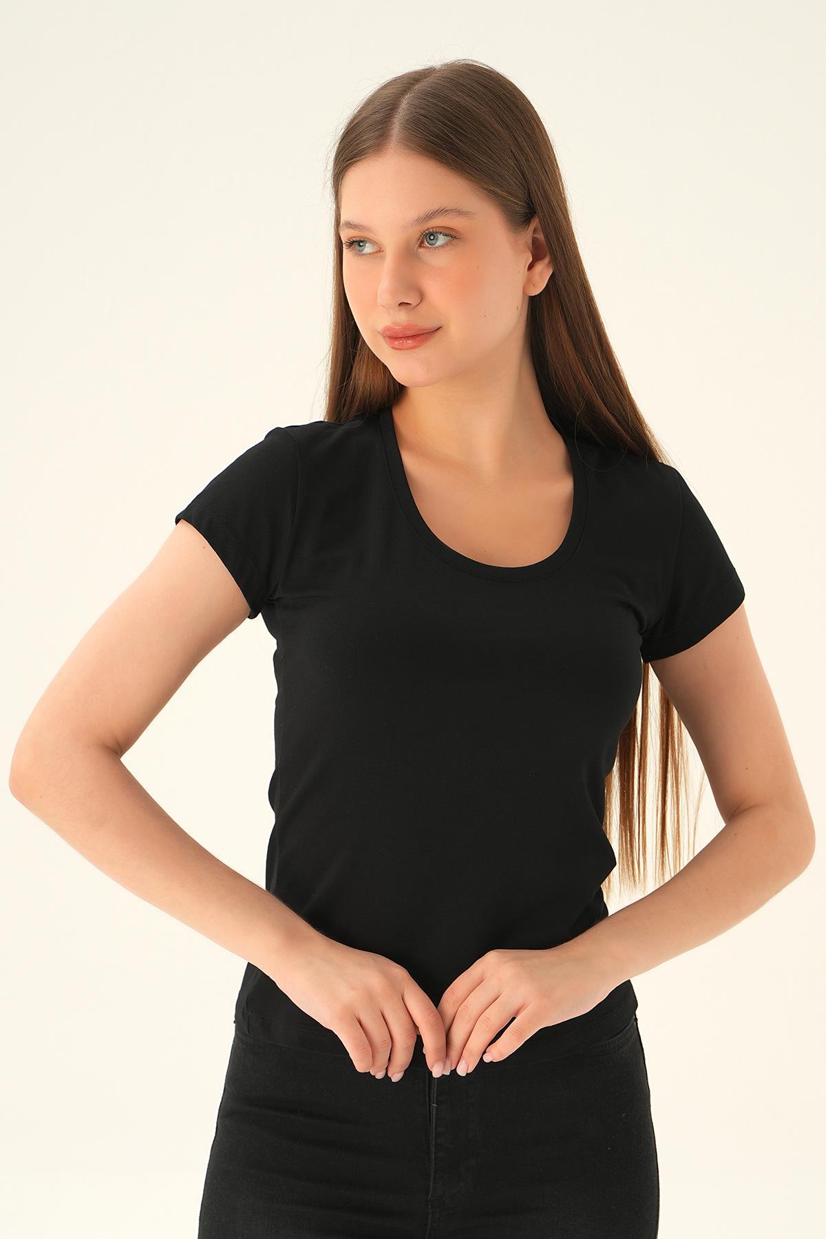 Siyah U Yaka Tişört 923 - 2