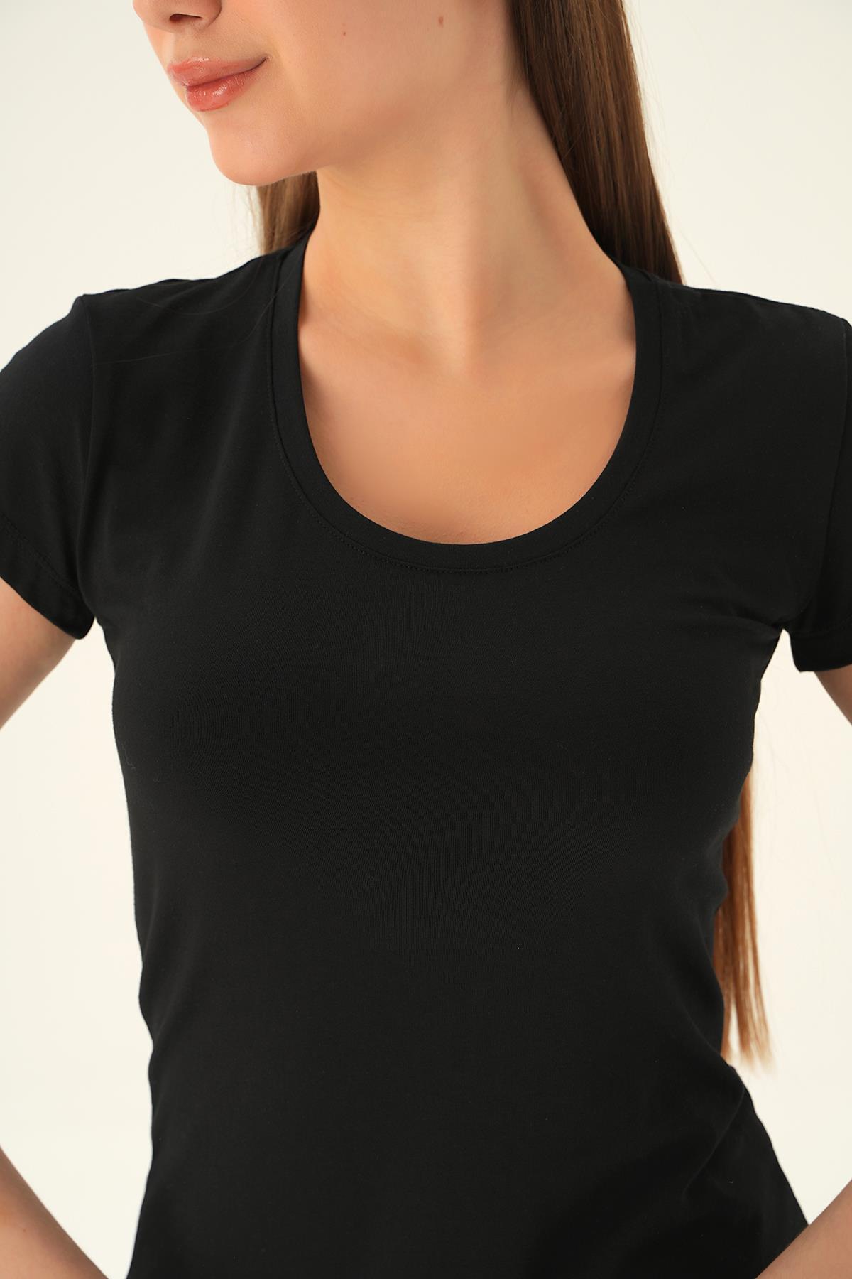 Siyah U Yaka Tişört 923 - 5