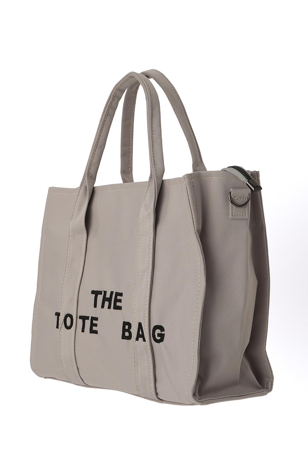 Gri Yazı Baskılı Kol Çantası 9230 - 1