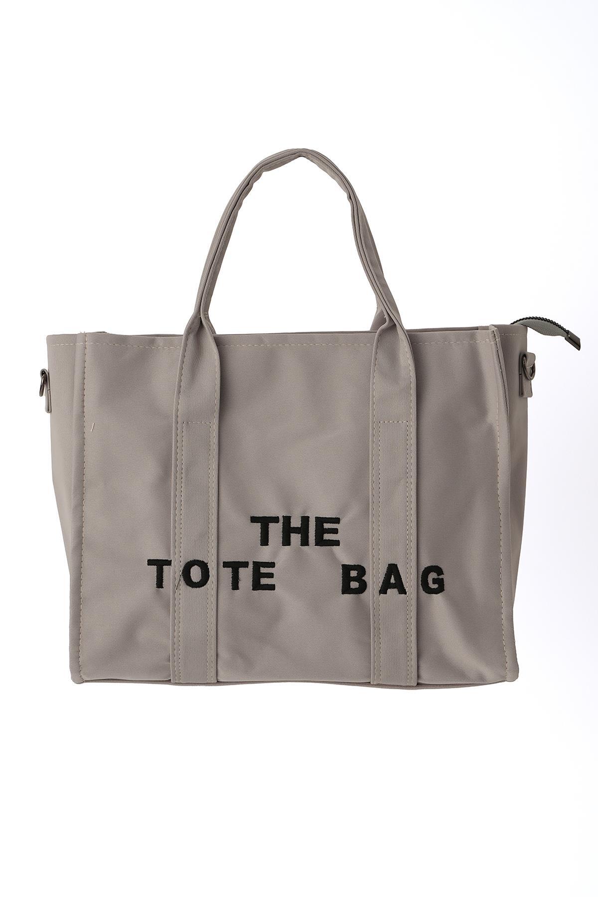 Gri Yazı Baskılı Kol Çantası 9230 - 4