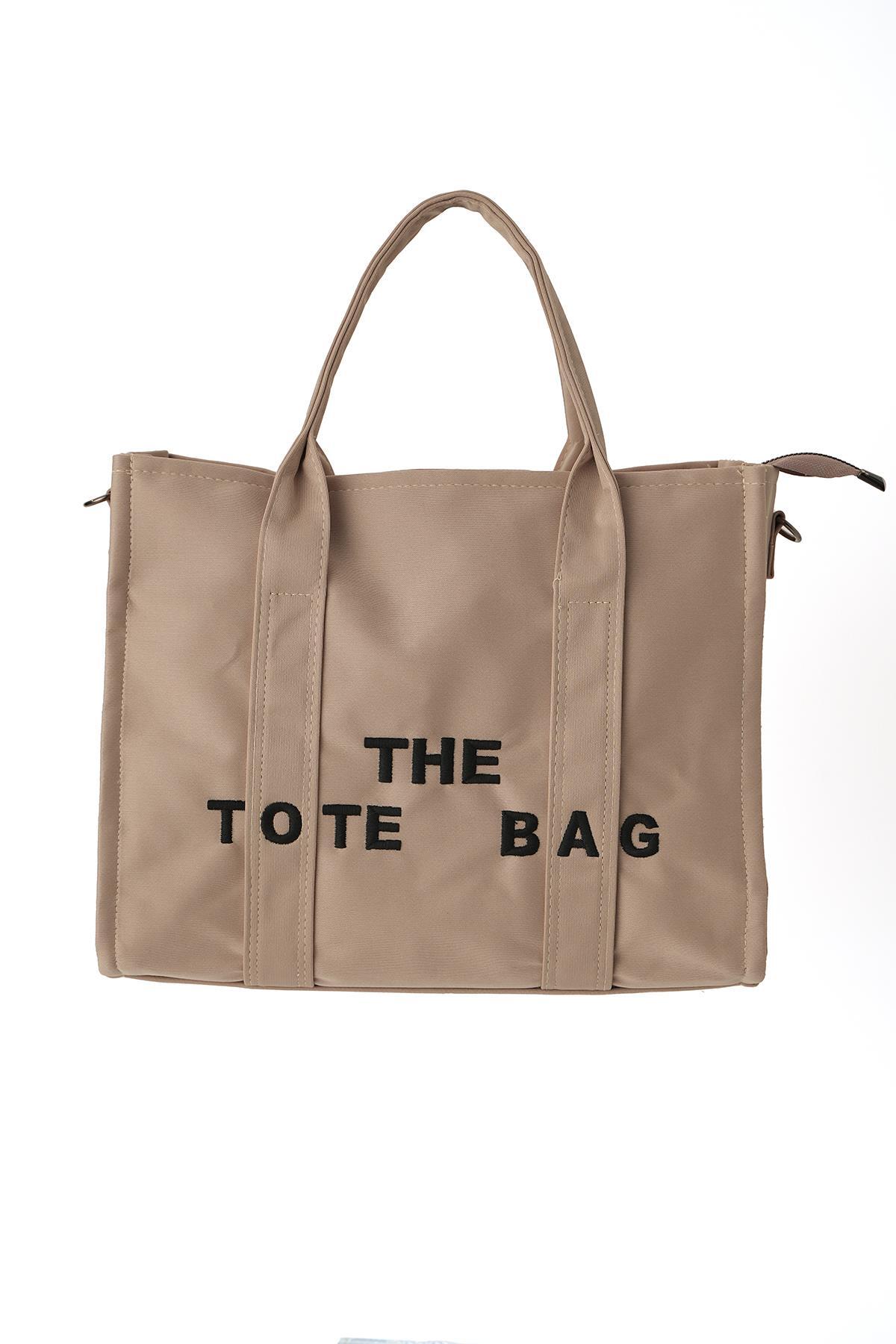 Krem Yazı Baskılı Kol Çantası 9230 - 1