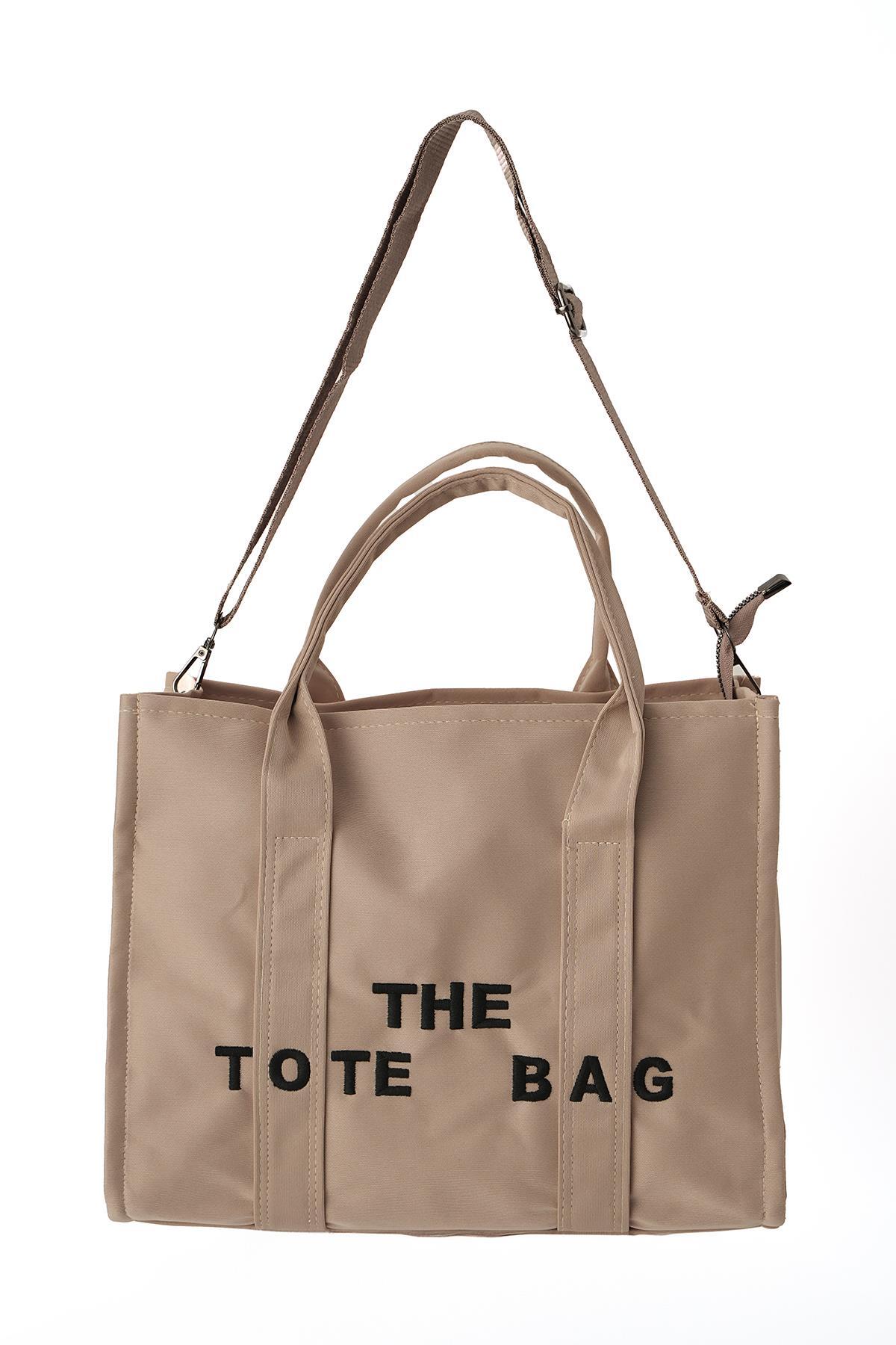 Krem Yazı Baskılı Kol Çantası 9230 - 4