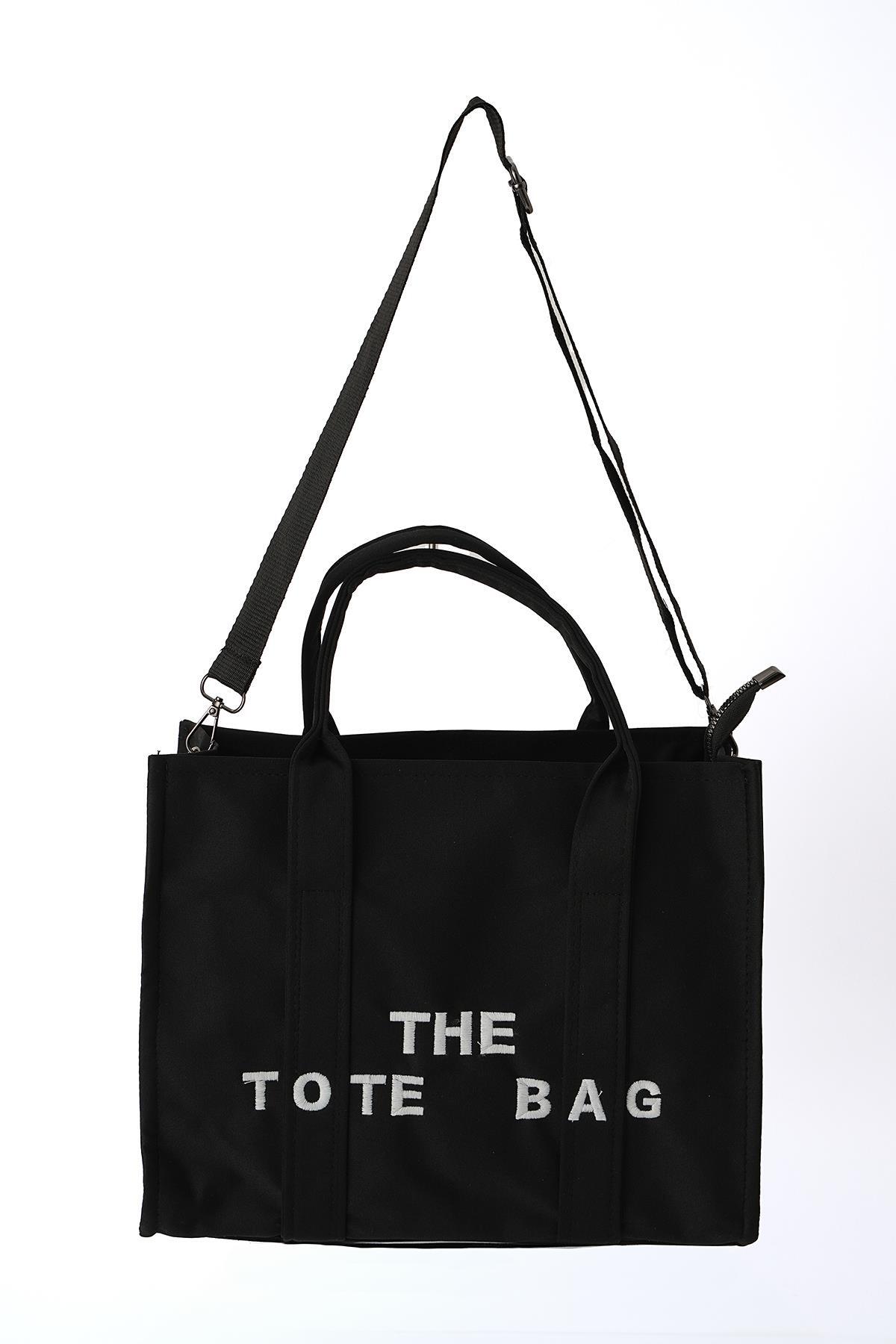 9230 Yazı Baskılı Kol Çantası Siyah - 3