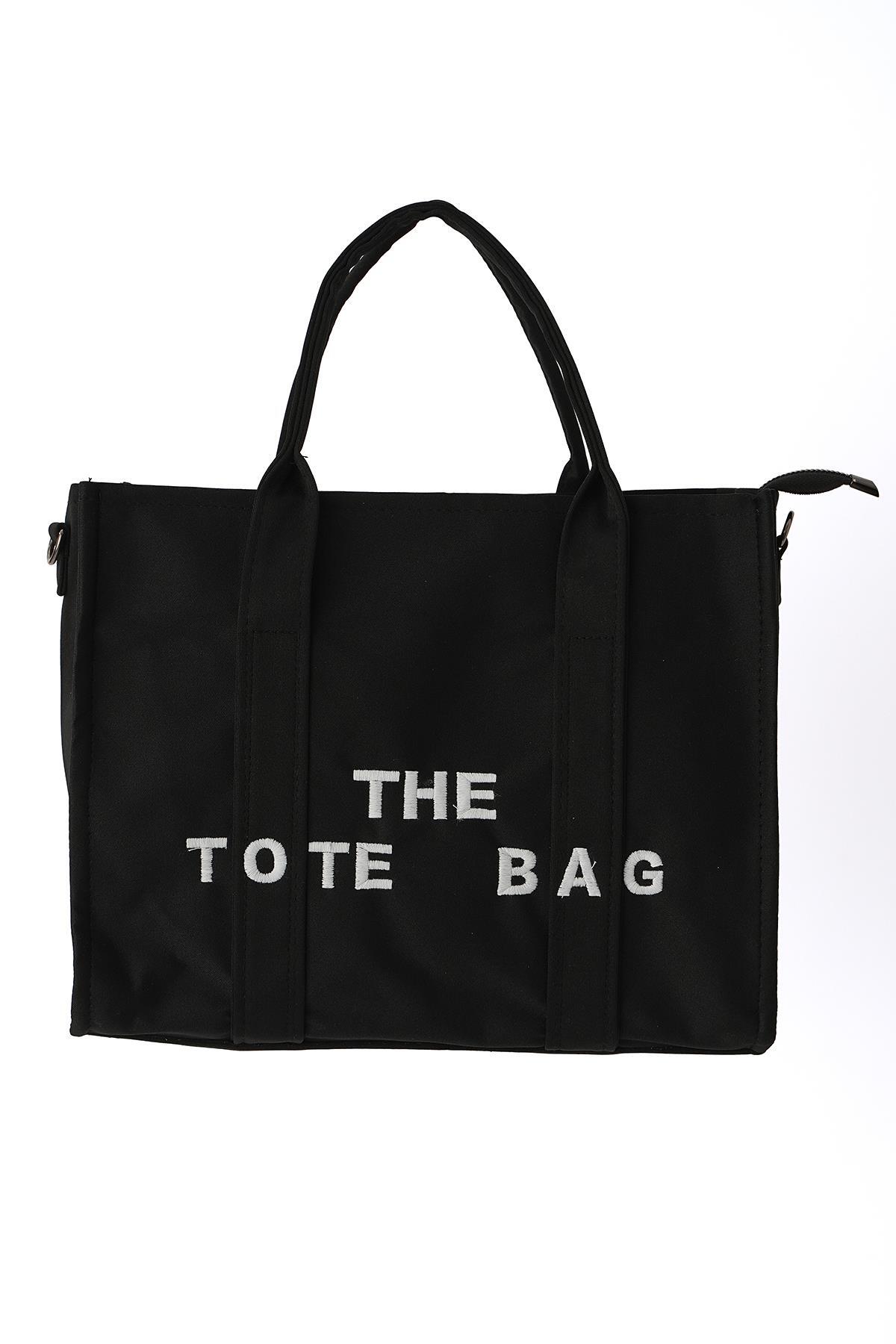 Siyah Yazı Baskılı Kol Çantası 9230 - 4