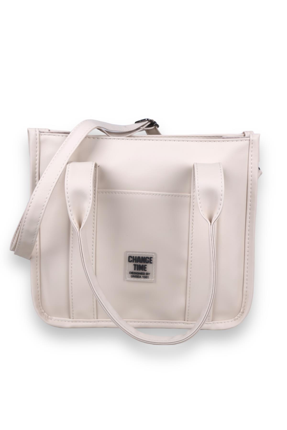 9253 Saten Tote Çanta Bej - 2