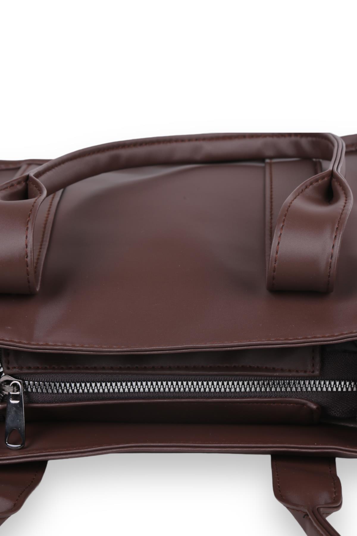 Kahve Saten Tote Çanta 9253 - 4