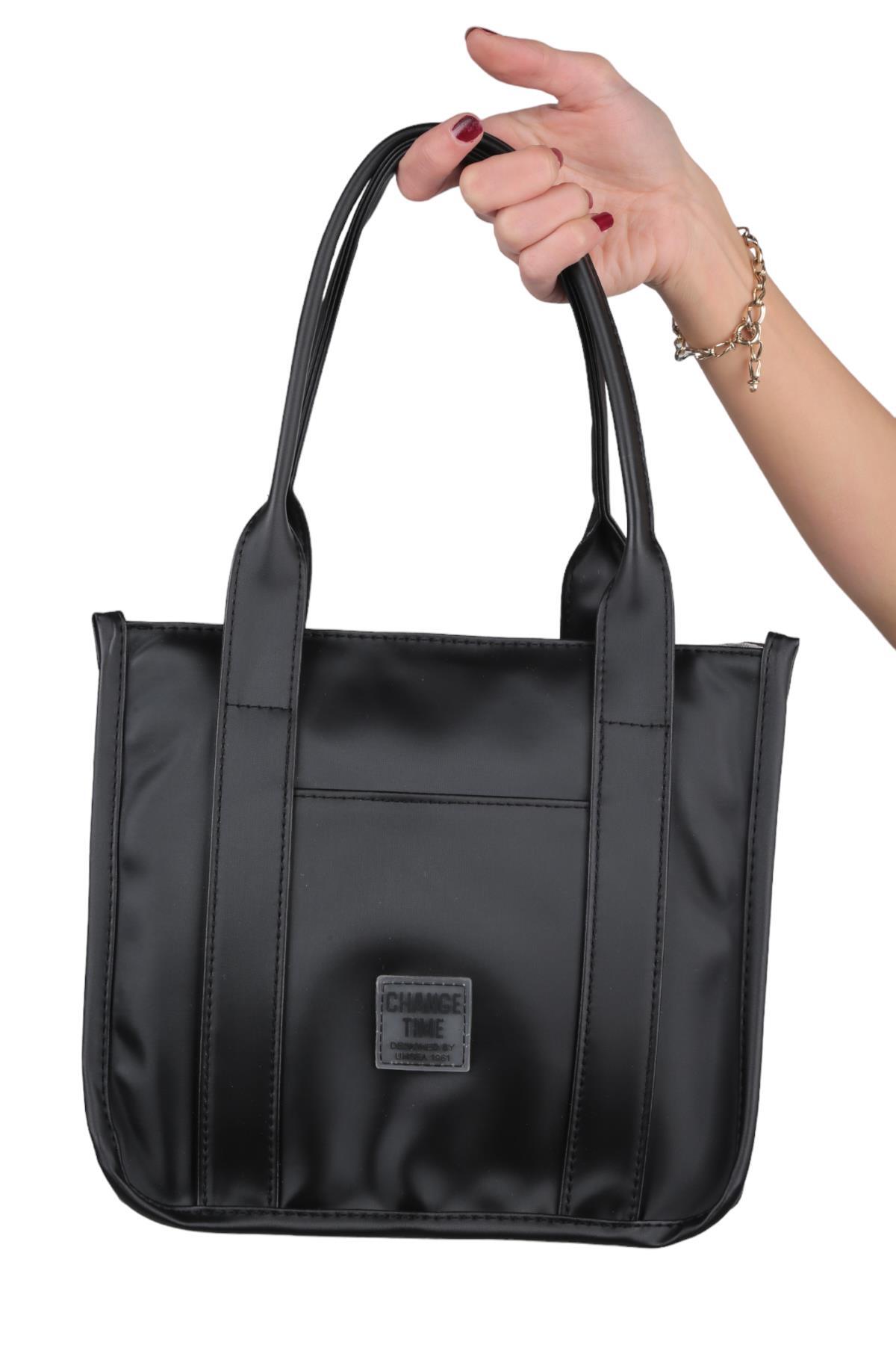 Siyah Saten Tote Çanta 9253 - 1