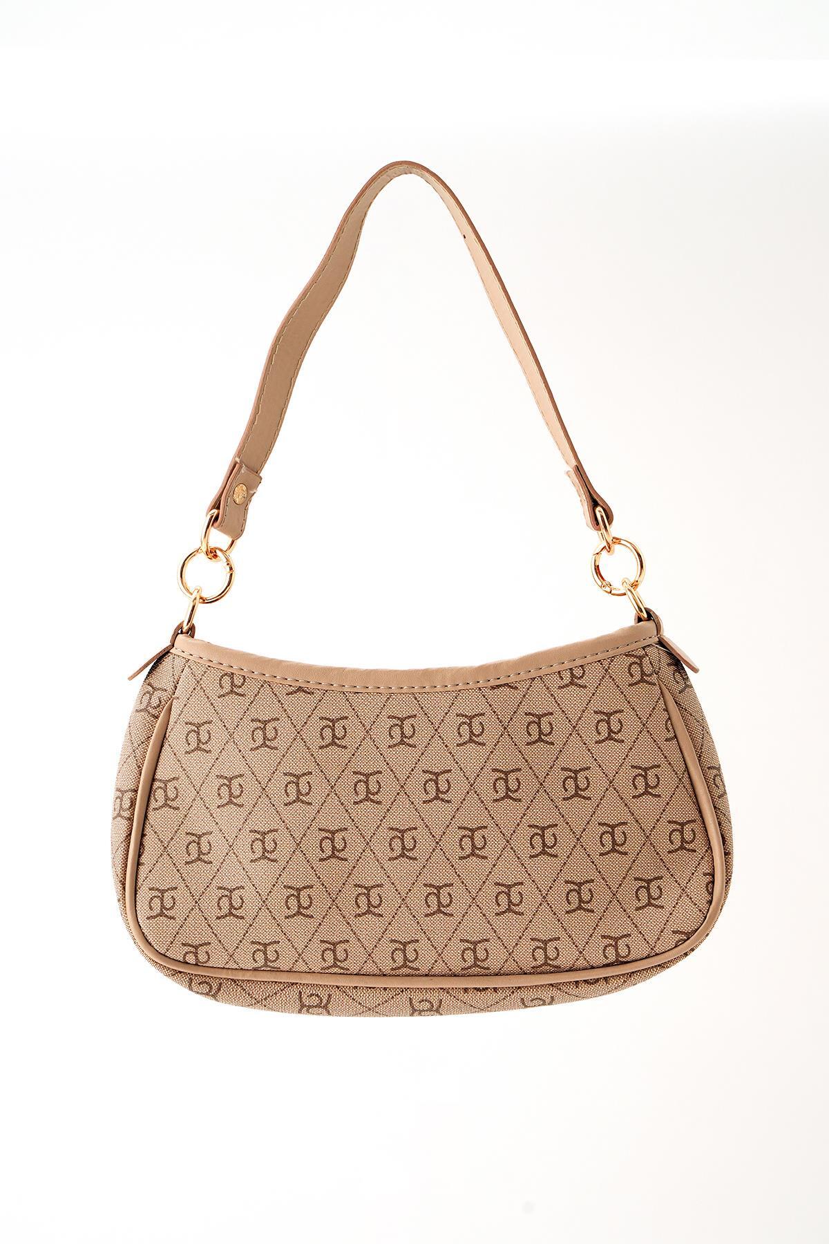 9264 Desenli Baget Çanta Vizon 