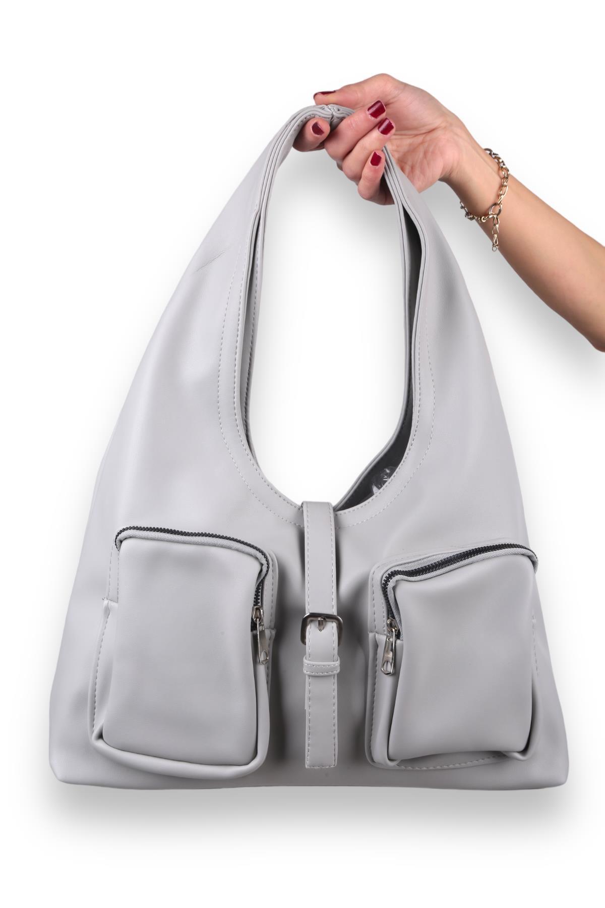 9286 Ön Çift Cepli Çanta Gri - 1