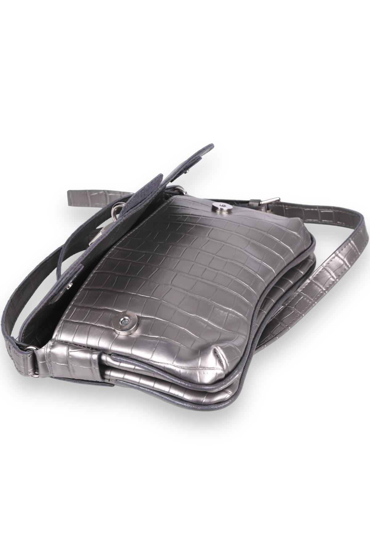 9288 Kilit Aksesuar Detay Çanta Gümüş - 2