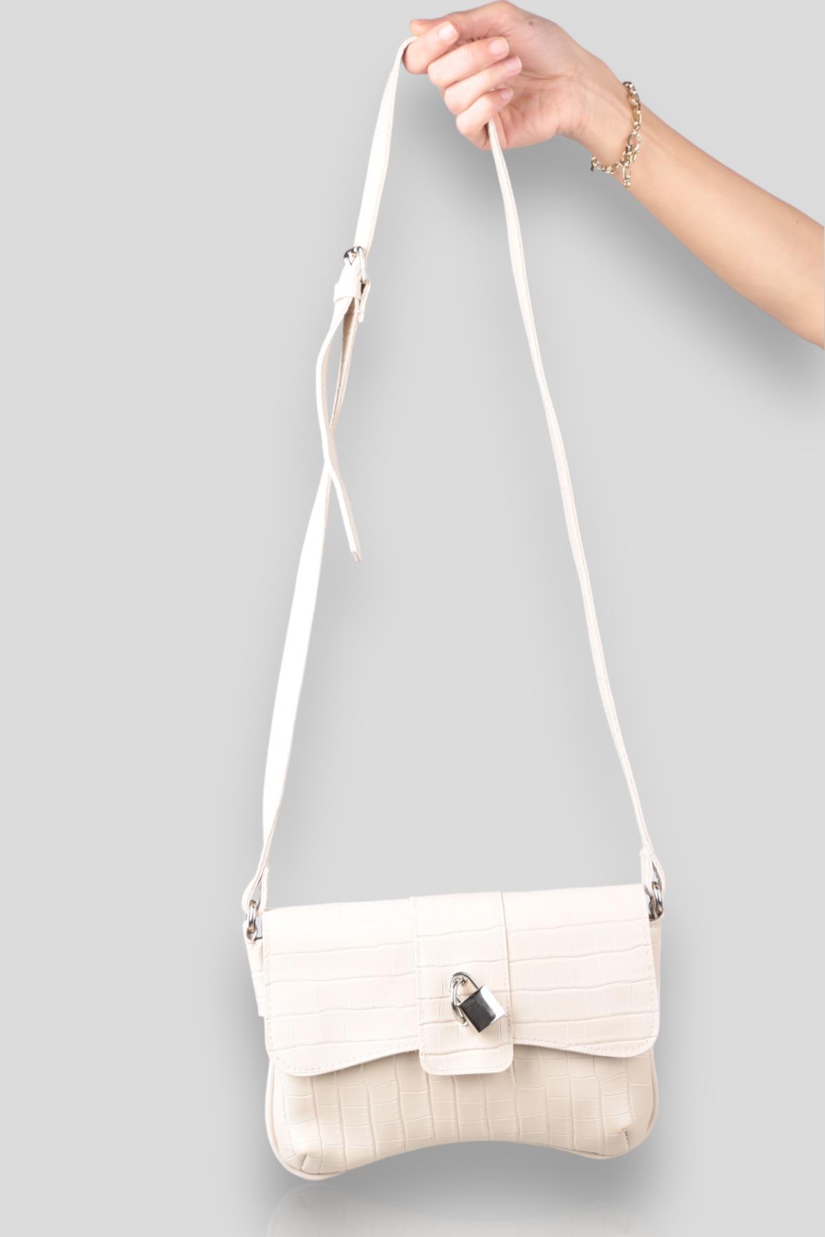 Krem Baget Kroko Çanta 9288 - 2
