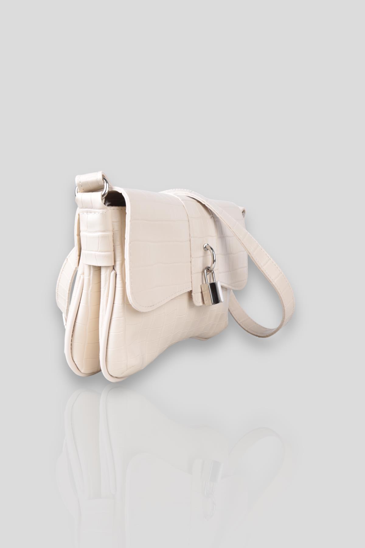 Krem Baget Kroko Çanta 9288 - 4