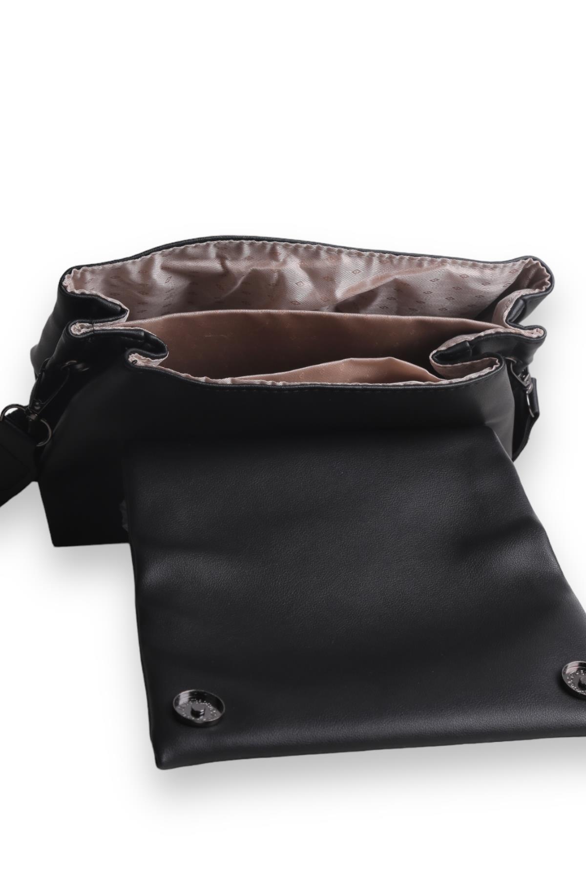 9289 Kapaklı Omuz Çantası Siyah - 4