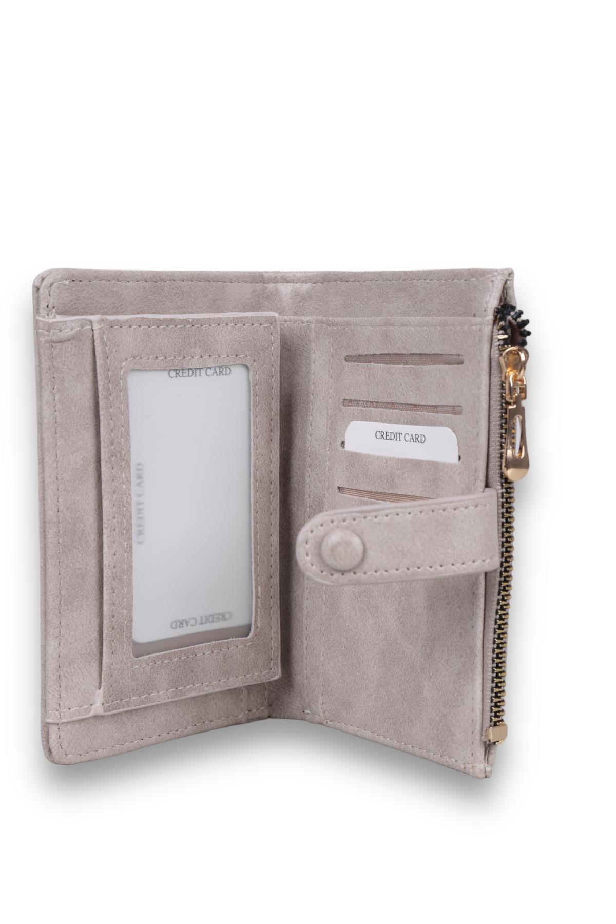 9294 Dikiş Detaylı Cüzdan Bej - 3