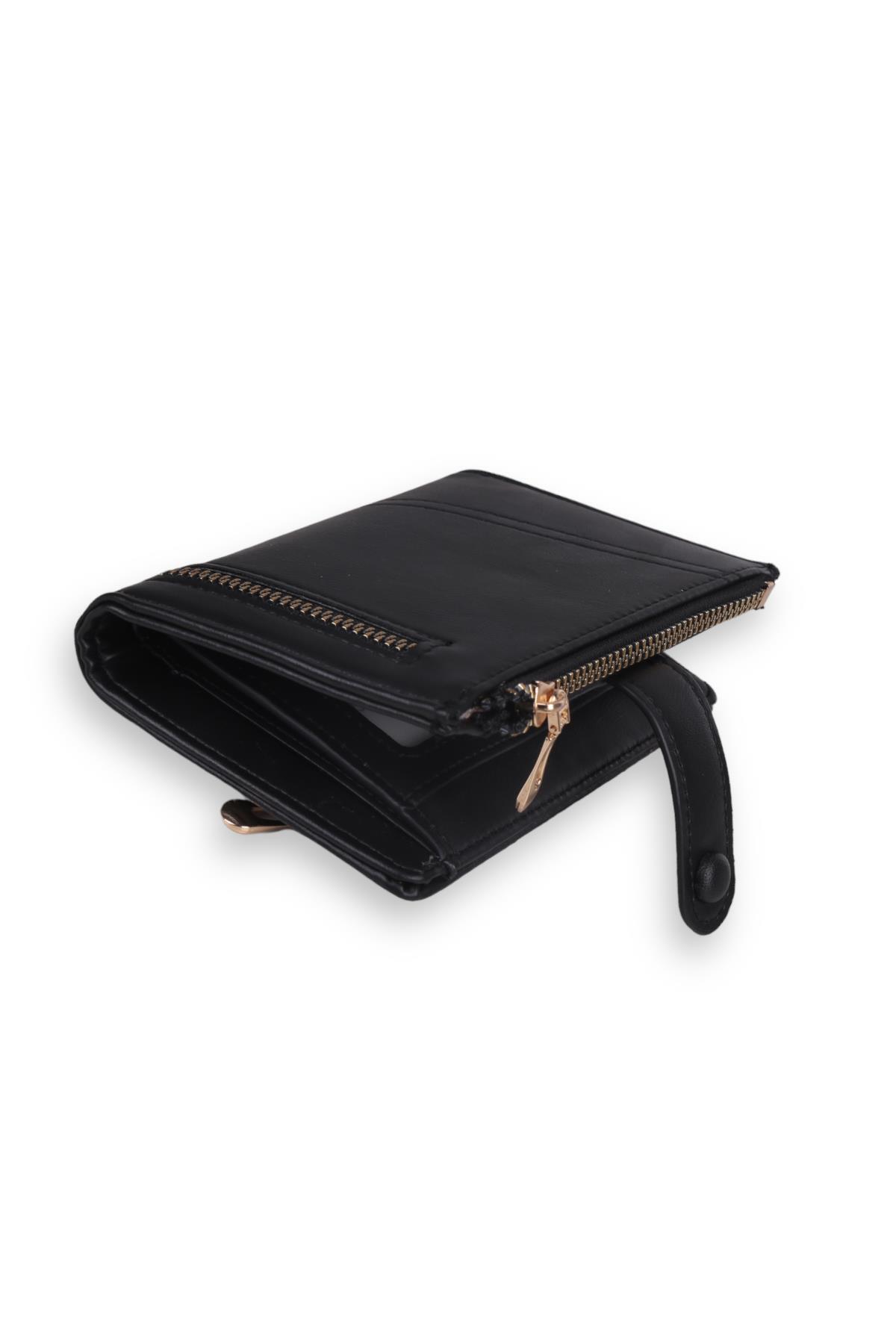 9294 Dikiş Detaylı Cüzdan Siyah - 2