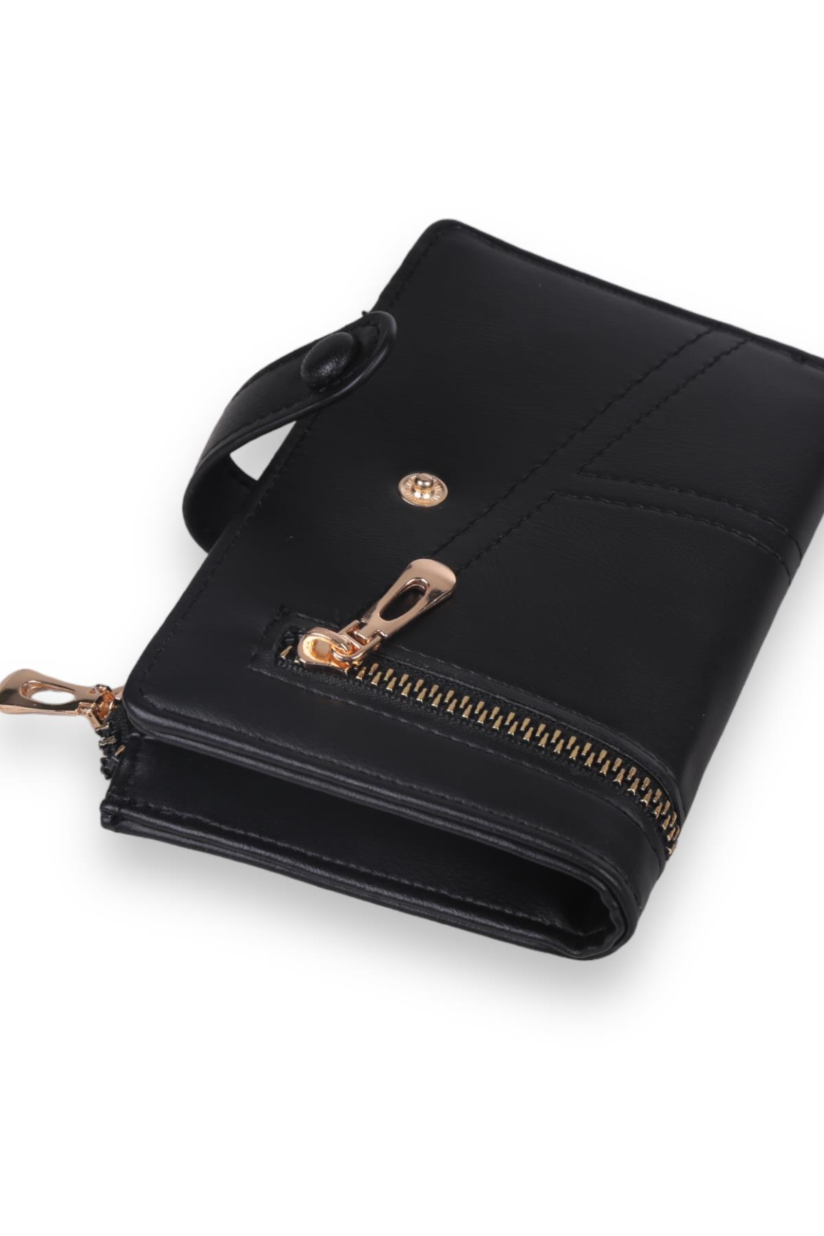 Siyah Dikiş Detaylı Cüzdan 9294 
