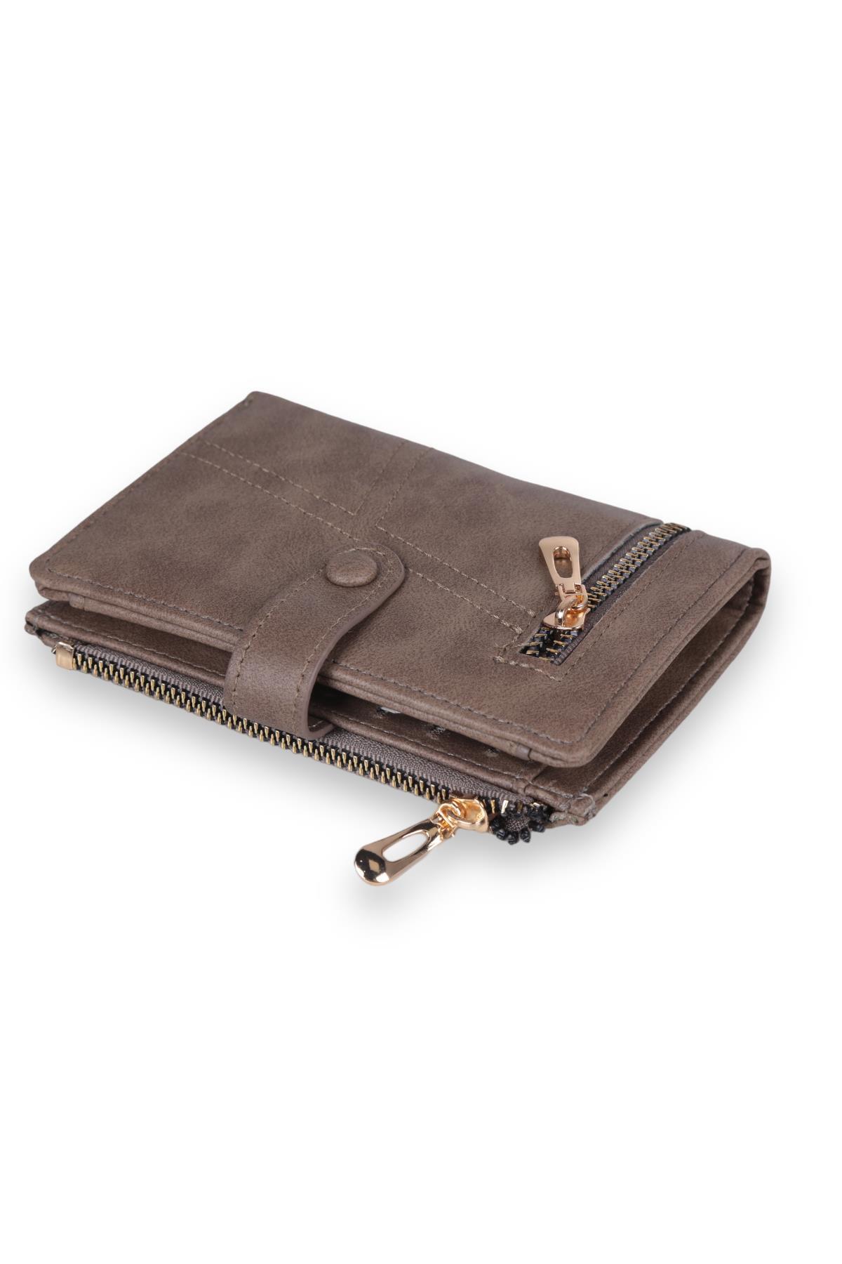 9294 Dikiş Detaylı Cüzdan Vizon 