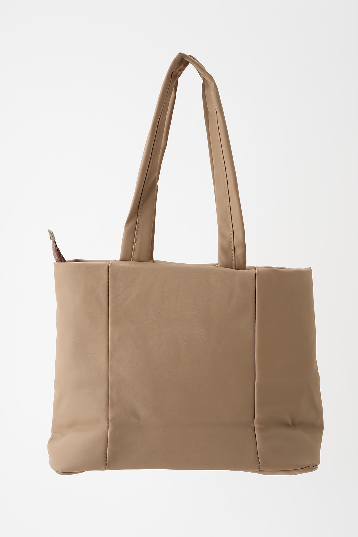 9302 Parçalı Kol Çantası Bej - 3