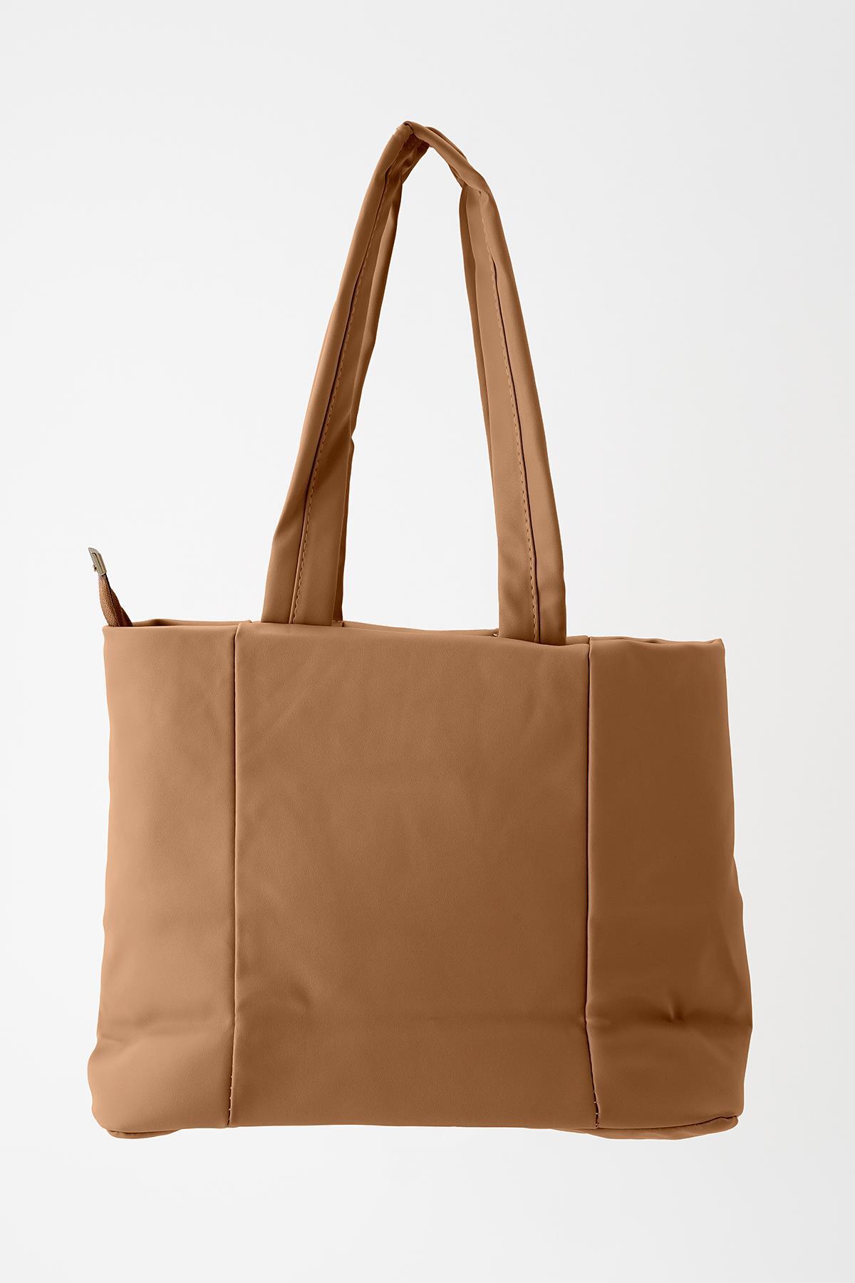 9302 Parçalı Kol Çantası Vizon - 2