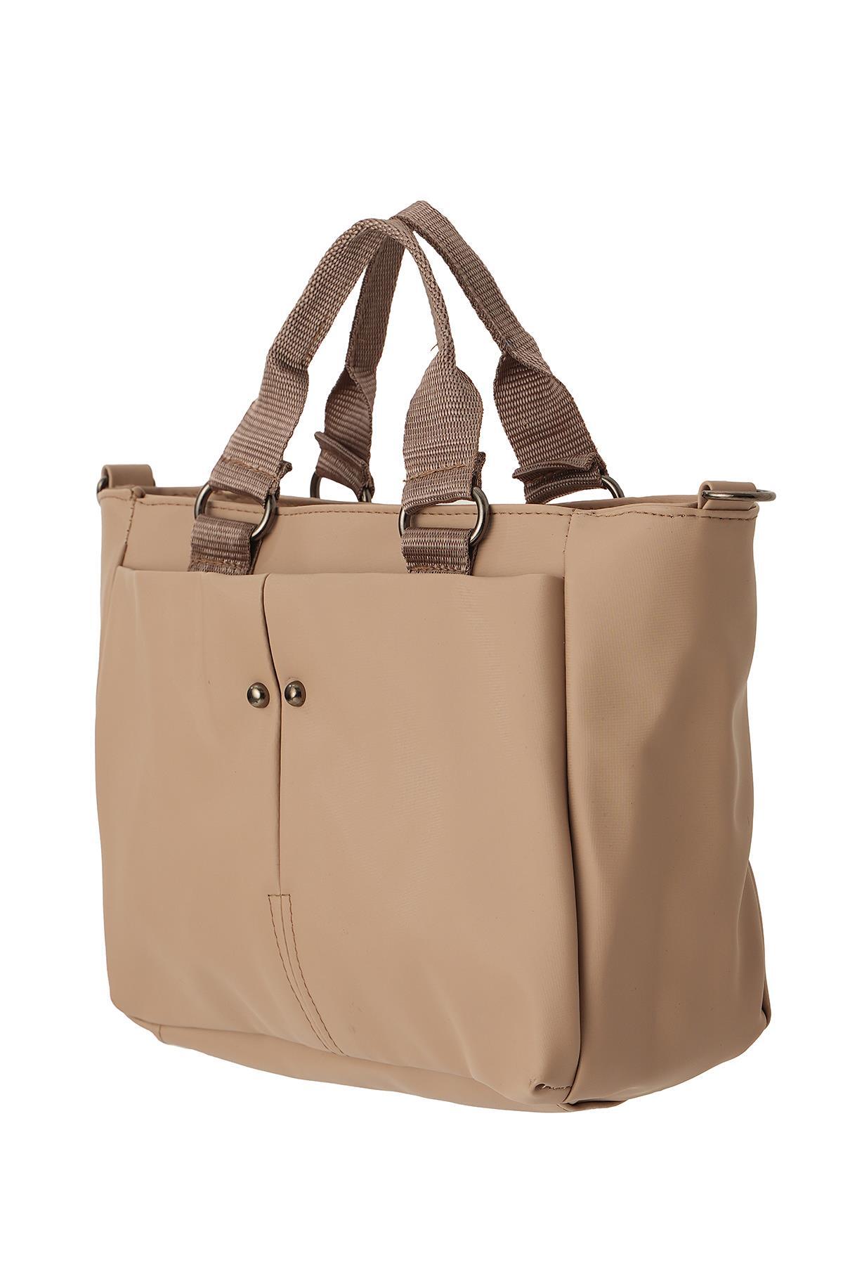 9307 Zımba Detay Çift Gözlü Çanta Bej - 1