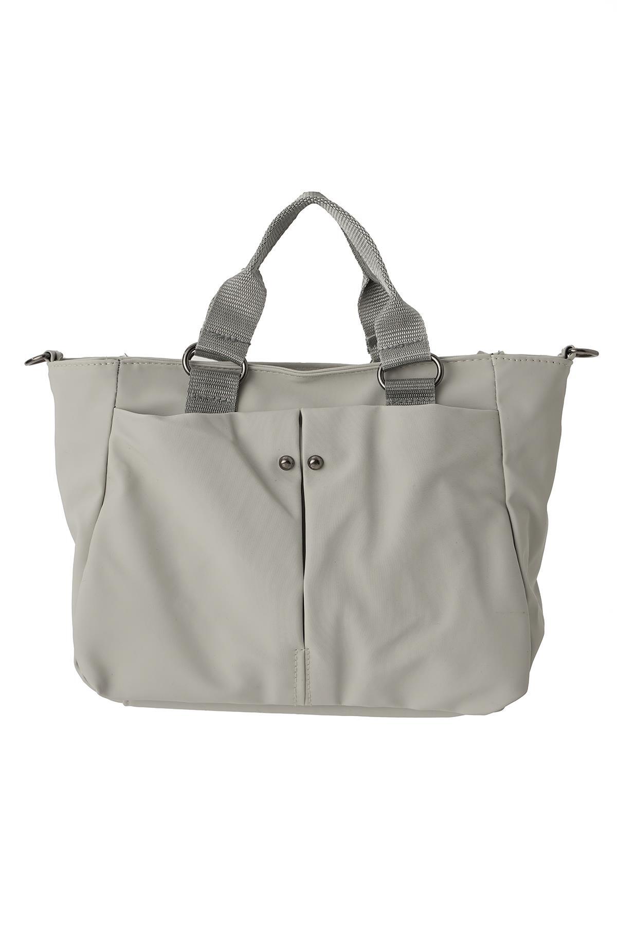 Gri Zımba Detay Çift Gözlü Çanta 9307 