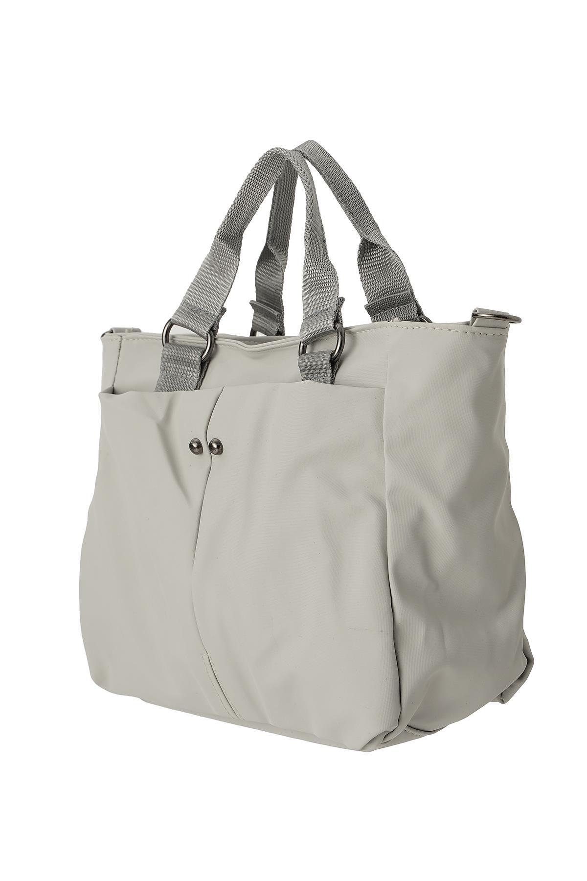 Gri Zımba Detay Çift Gözlü Çanta 9307 - 2