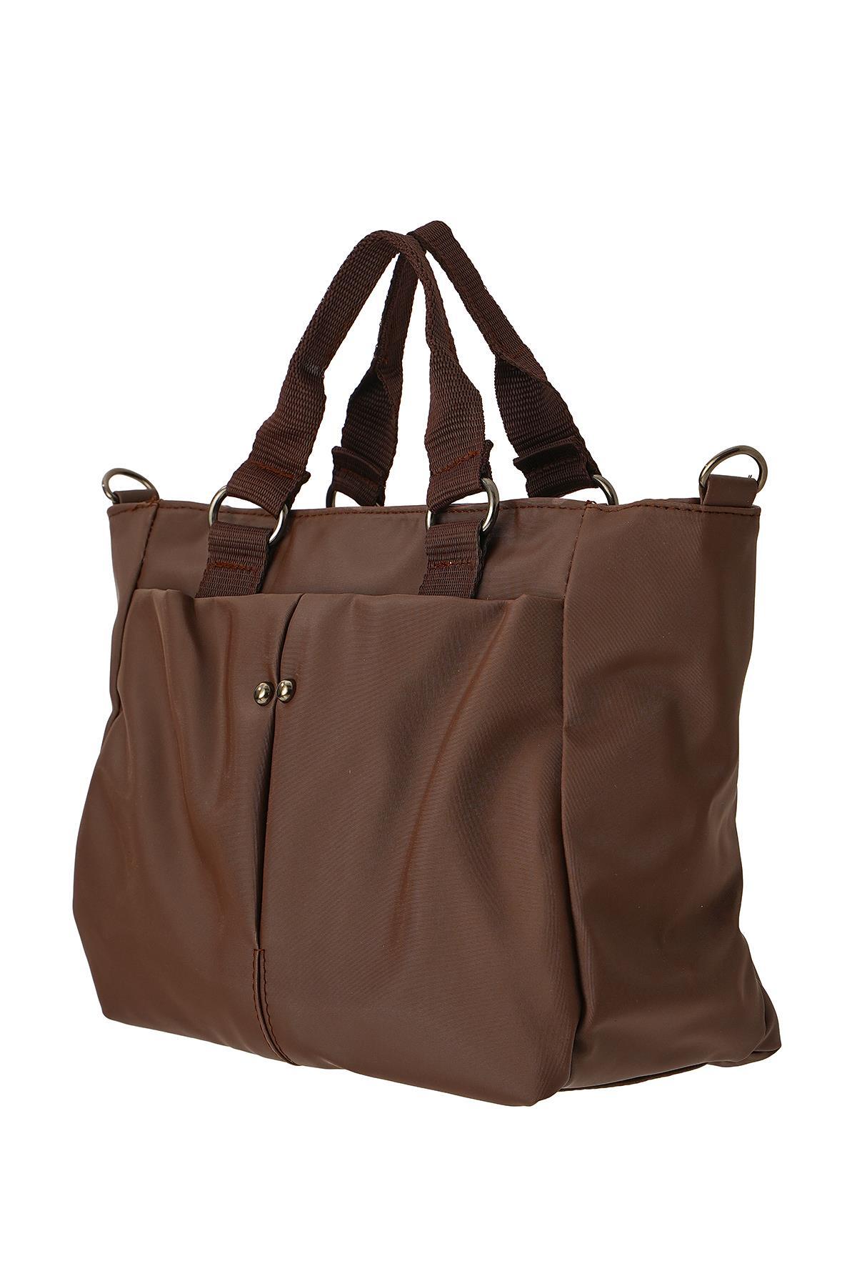 9307 Zımba detay Çift Gözlü çantA Kahve - 2