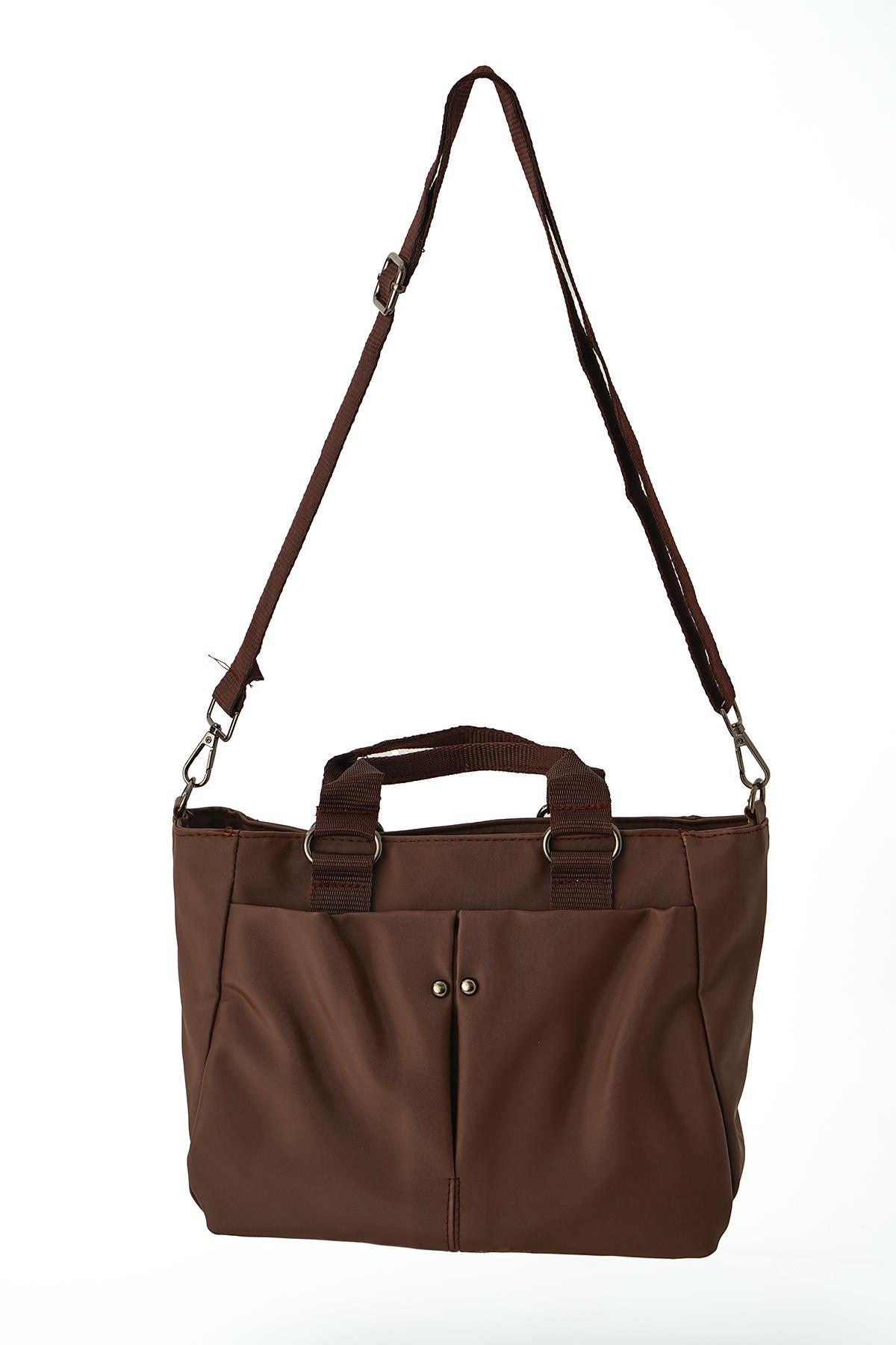 Kahve Zımba Detay Çift Gözlü Çanta 9307 - 4