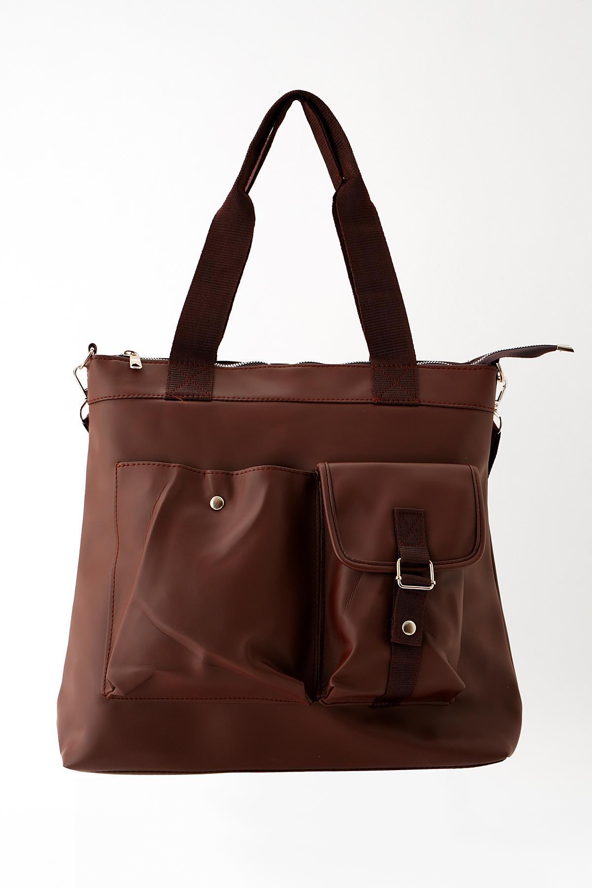 Kahve Ön Cepli Kol Çantası 9311 - 2