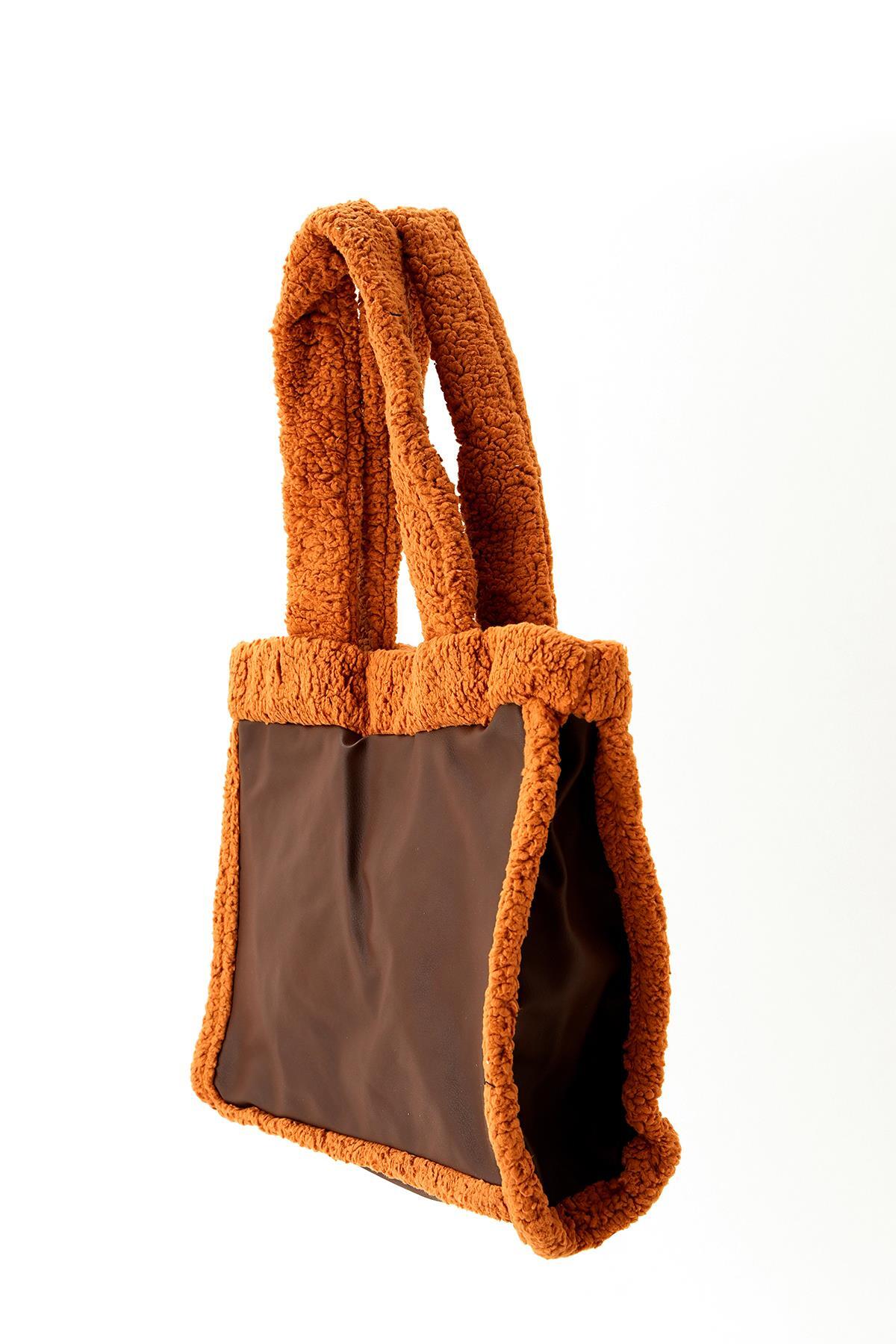 9315 Büyük Kürklü Çanta Kahve - 2