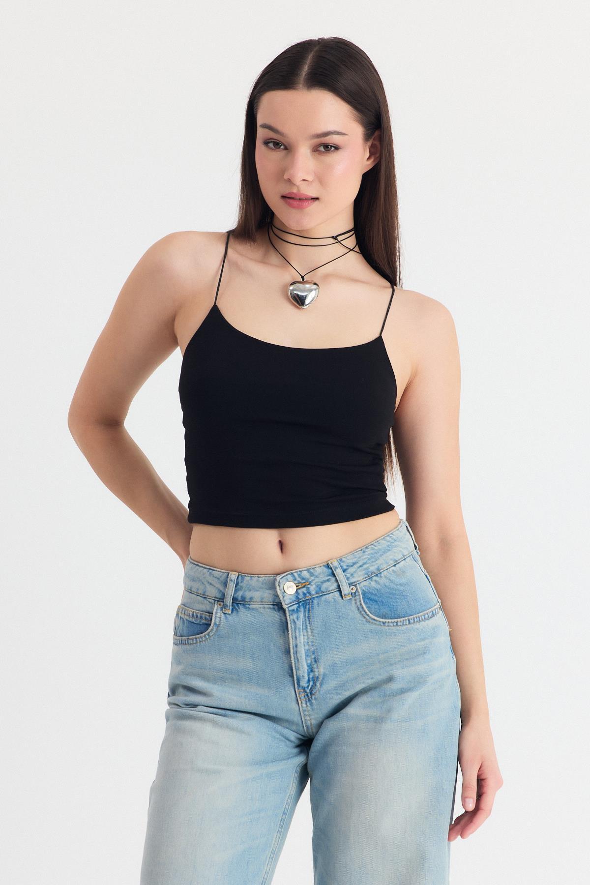 Siyah İnce Askılı Fitted Basic Atalet 947 - 6