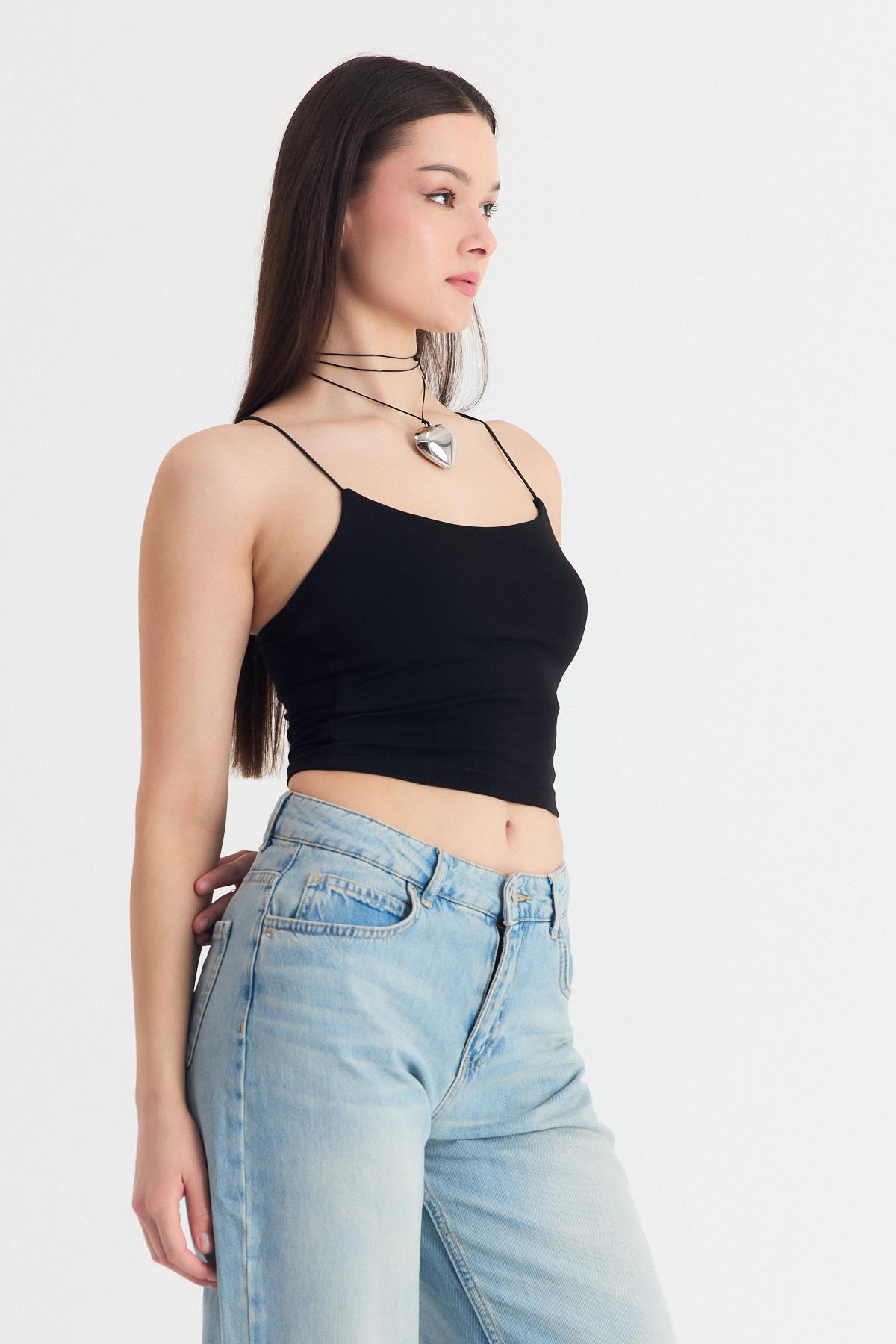 Siyah İnce Askılı Fitted Basic Atalet 947 - 1