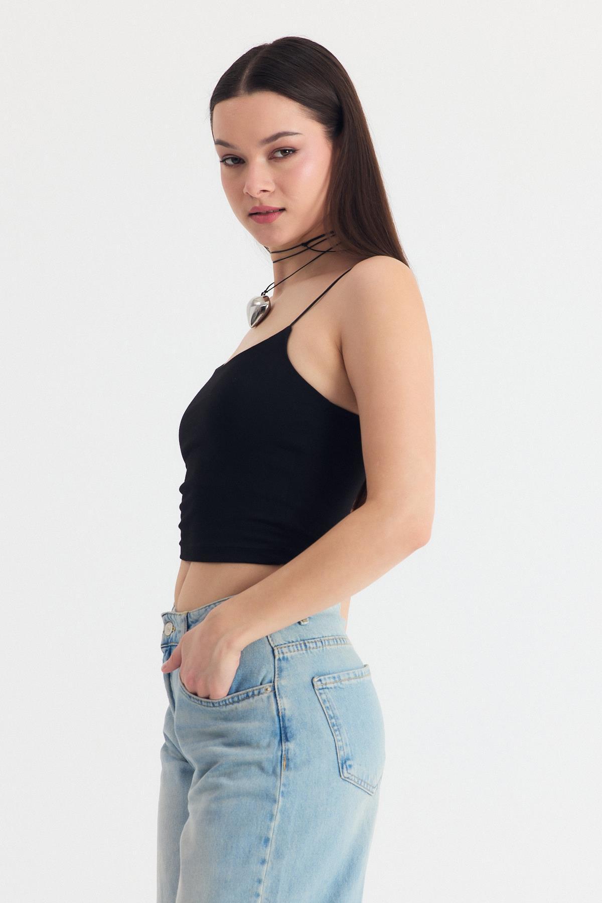 Siyah İnce Askılı Fitted Basic Atalet 947 - 7