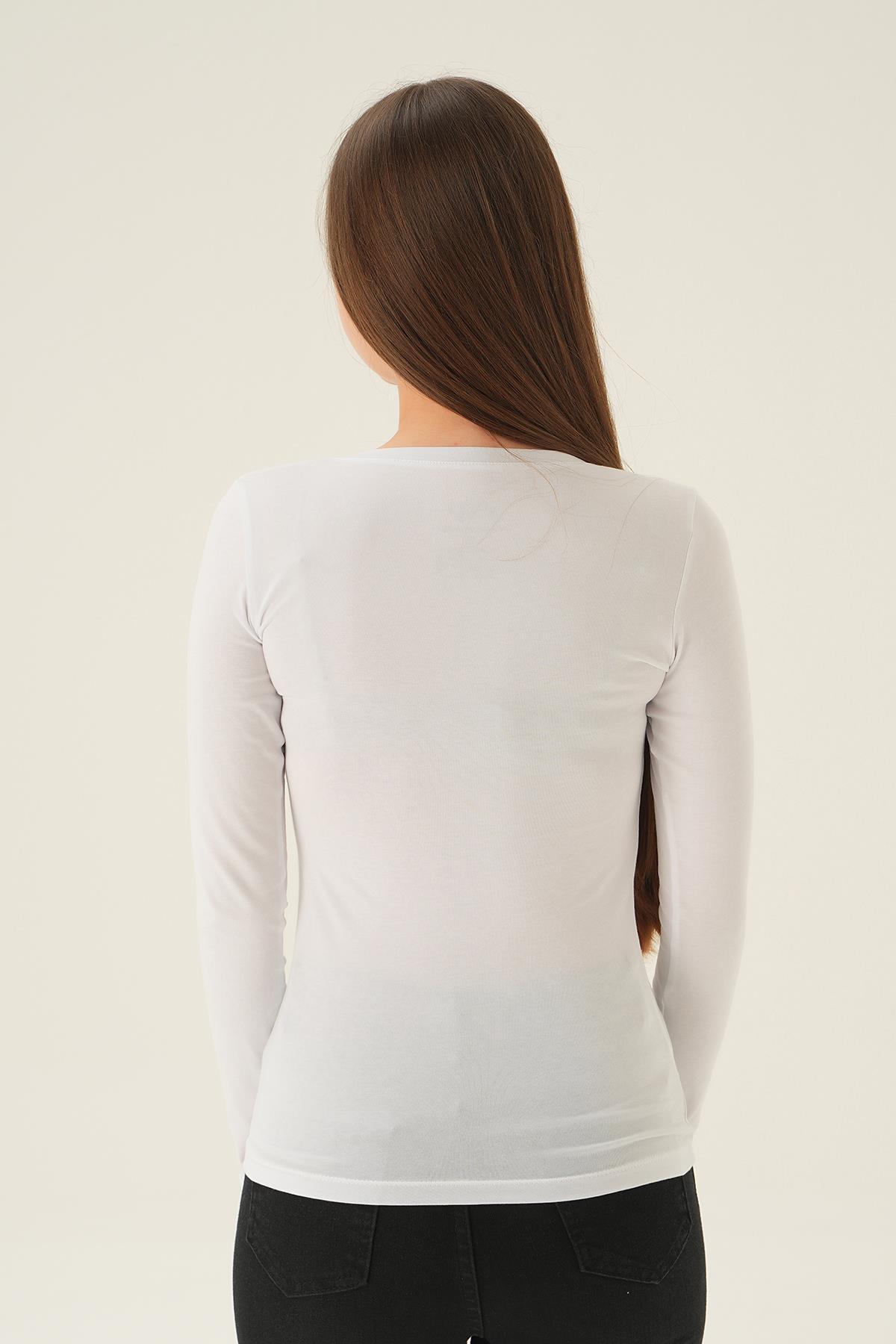 Beyaz U Yaka Bluz 952 - 4