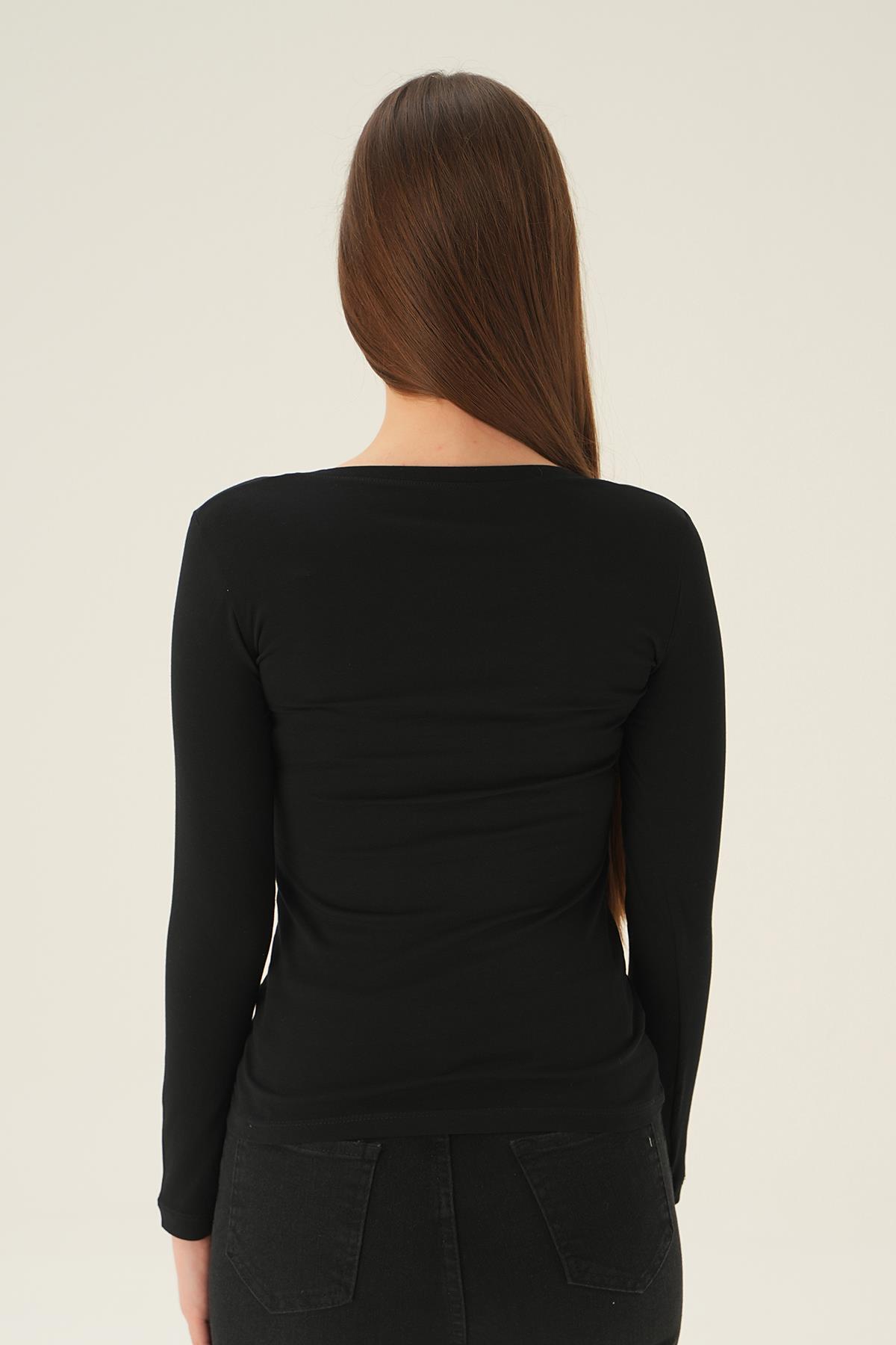 Siyah U Yaka Bluz 952 - 4
