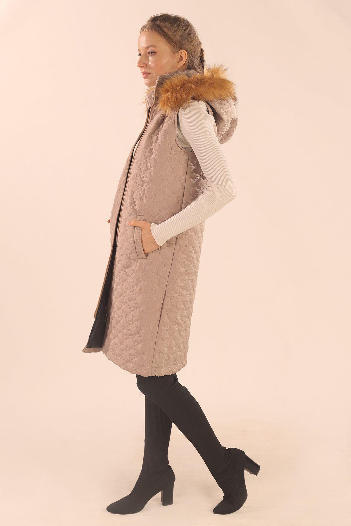 Taş Kürk Detay Kapitone Yelek 9523 - 5